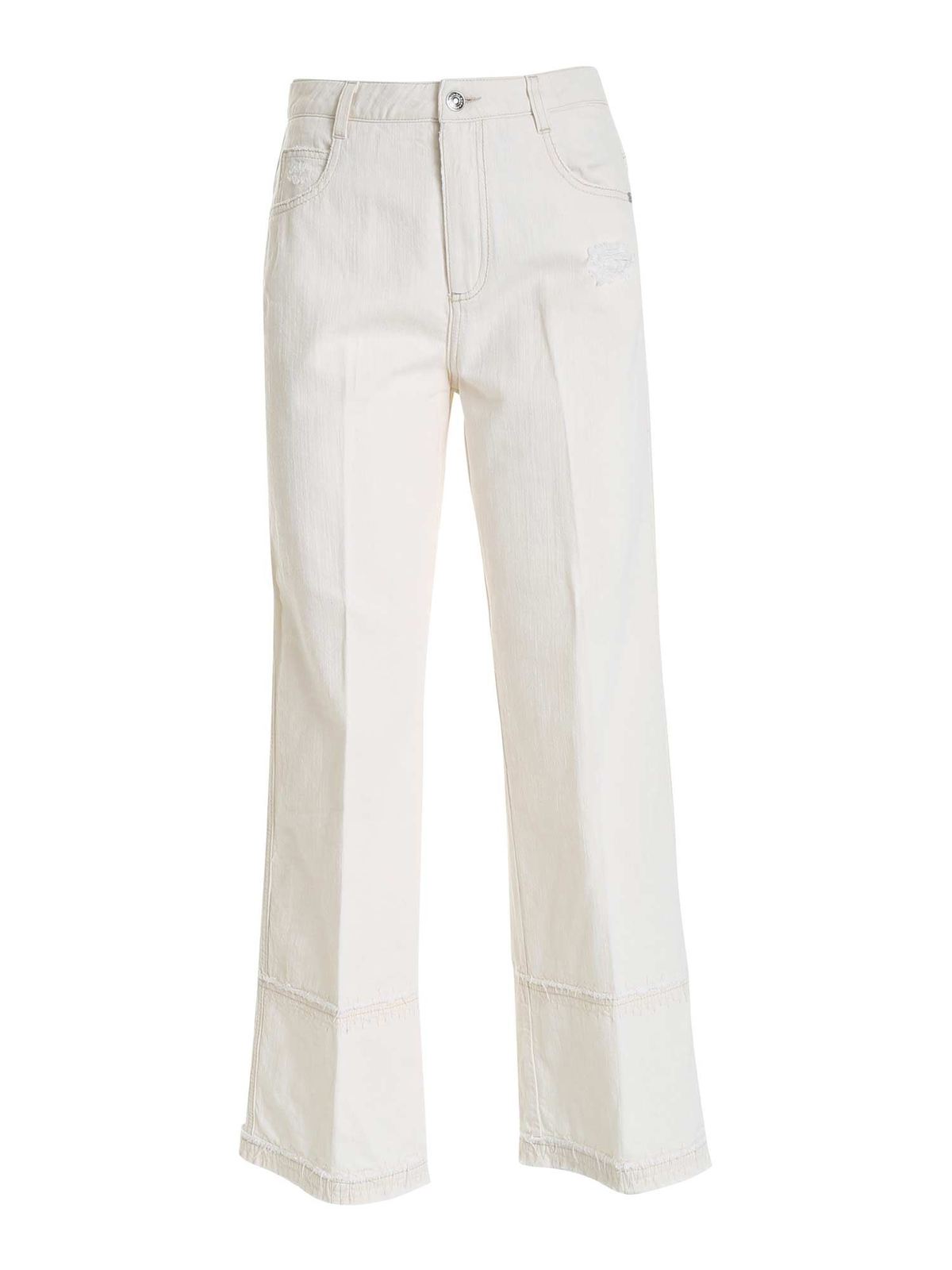 Ermanno Scervino Wide Leg Jeans In Cream Color