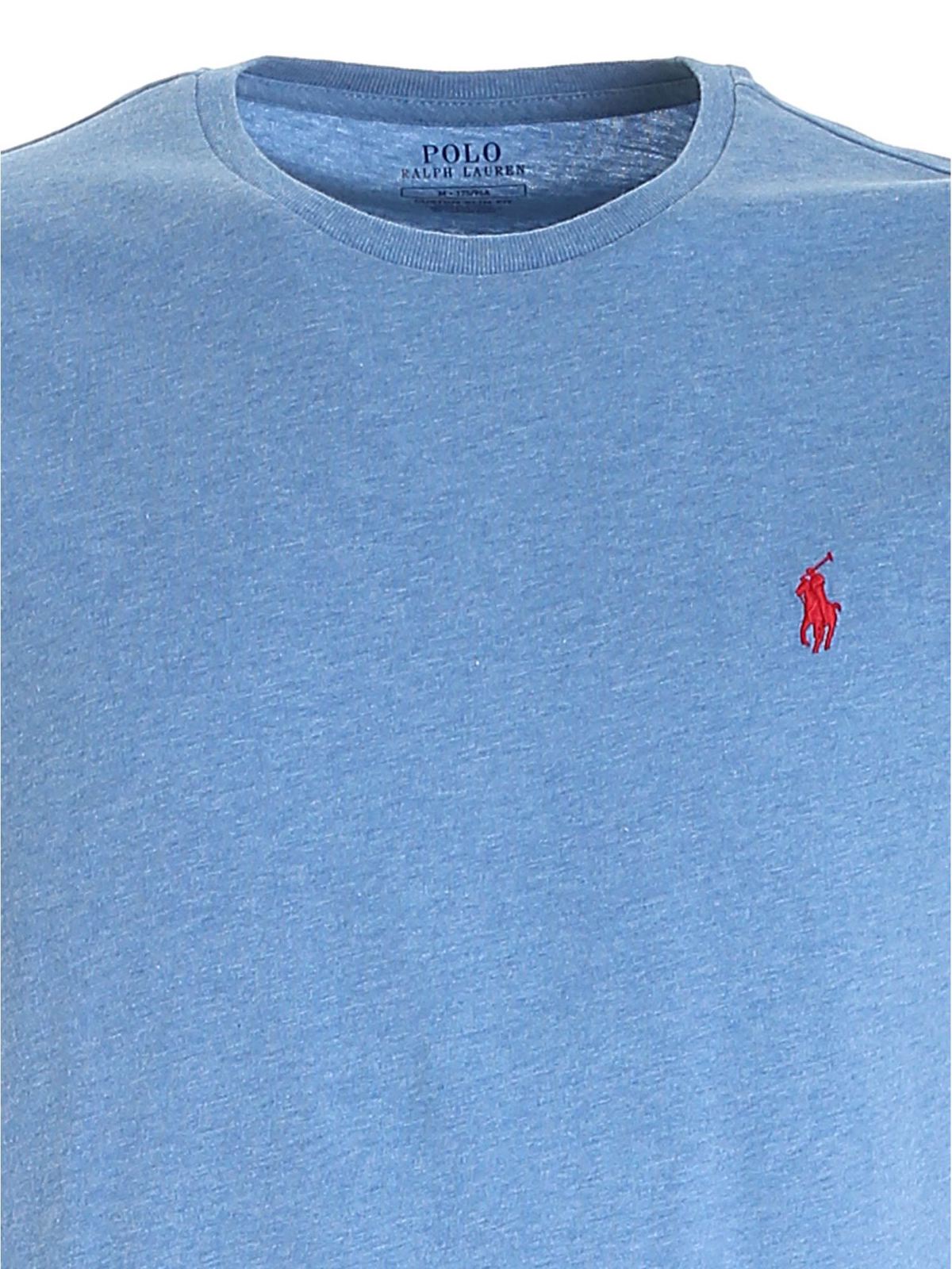 T-shirts Polo Ralph Lauren - Logo patch T-shirt in melange light blue -  710671438202