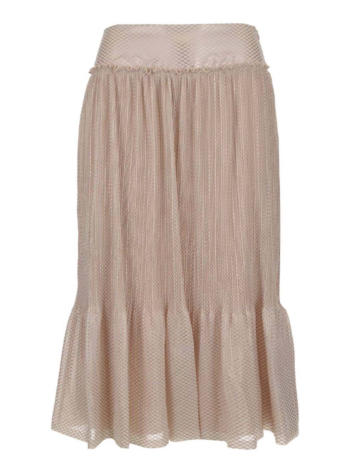 SEE BY CHLOÉ PLEATED MIDI SKIRT IN BEIGE
