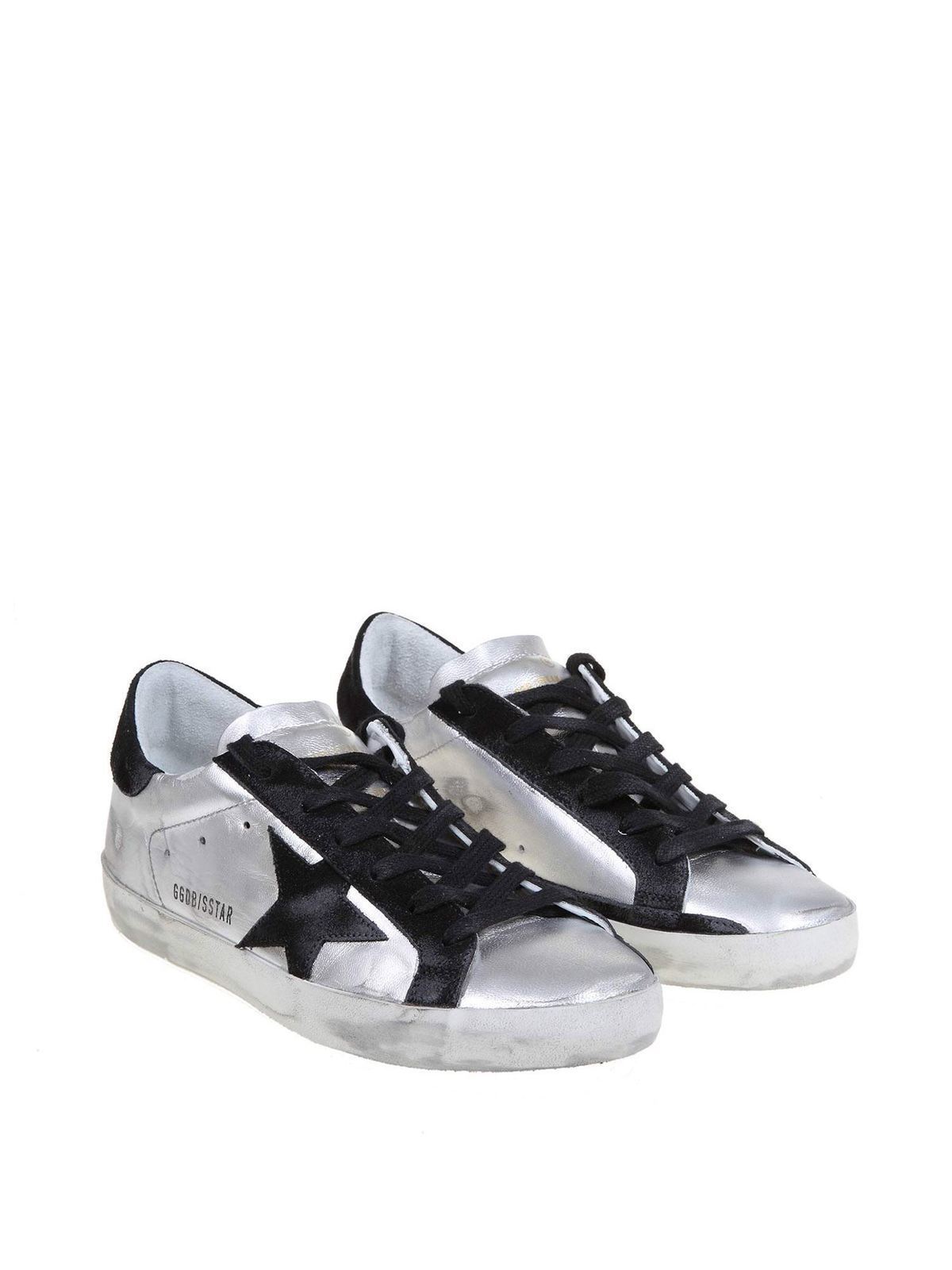 Golden Goose - Superstar sneakers in silver and black - trainers ...