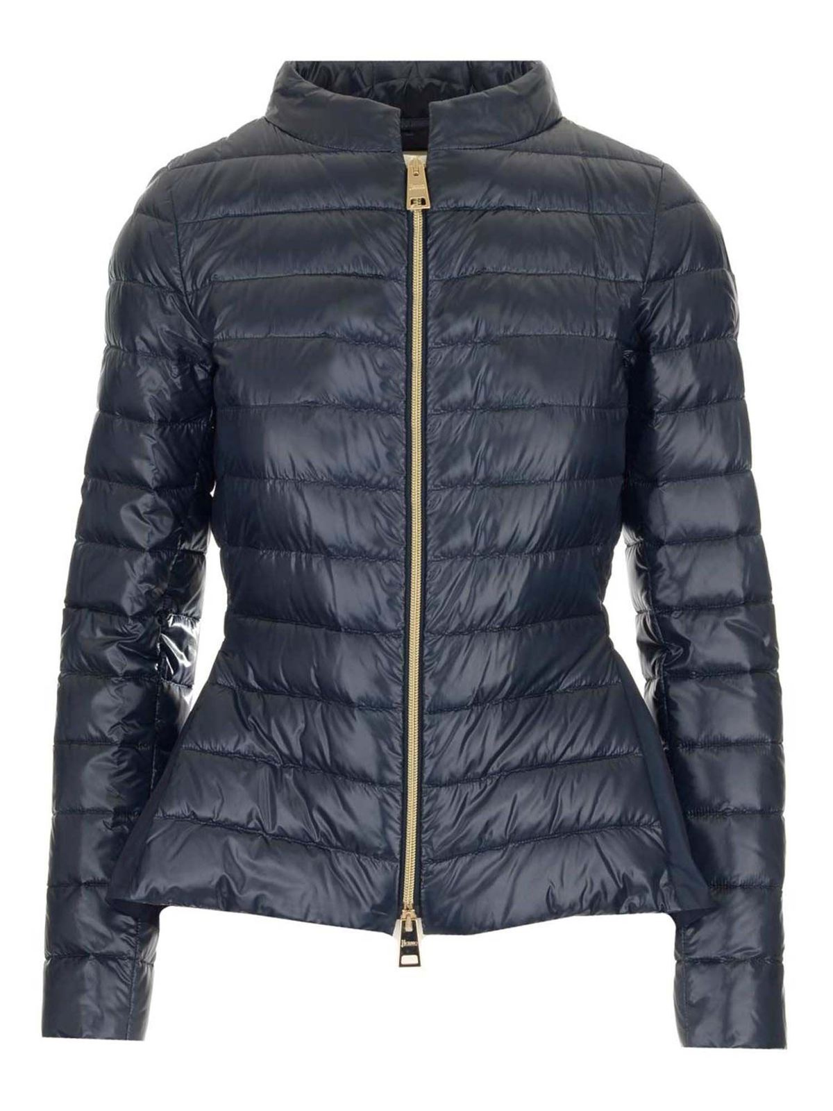 HERNO TECHNICAL FABRIC DETAIL PADDED JACKET IN BLUE