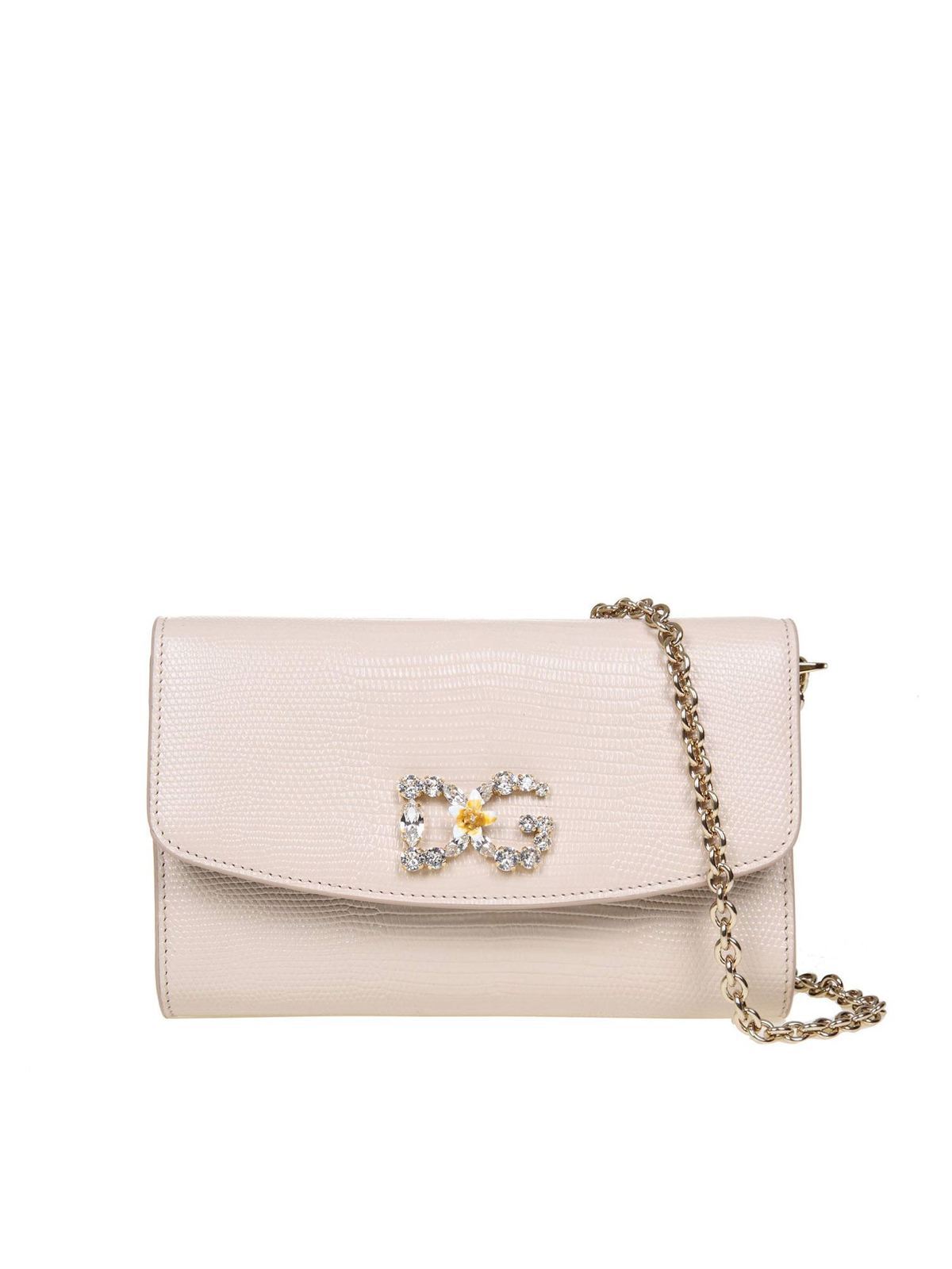 Dolce & Gabbana Mini Bag In Leather With Iguana Print Color Pink Nude