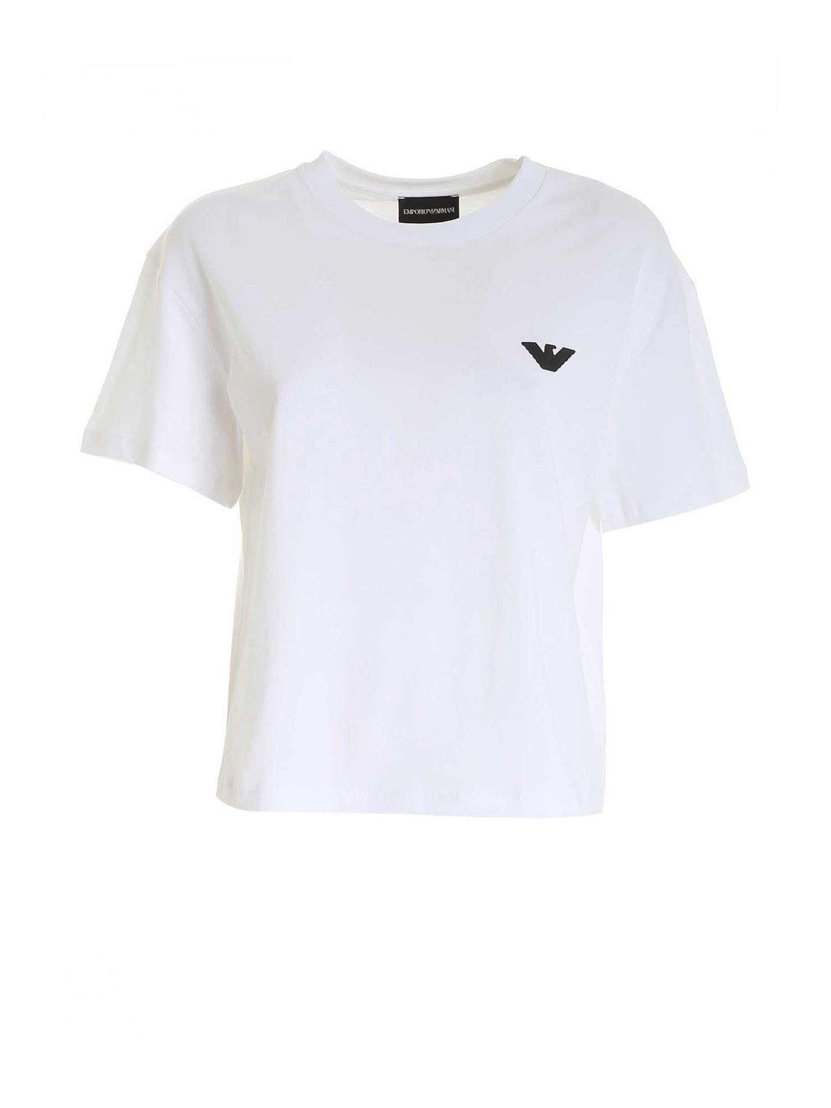 Emporio Armani Cottons RUBBERIZED LOGO T-SHIRT WITH IN WHITE