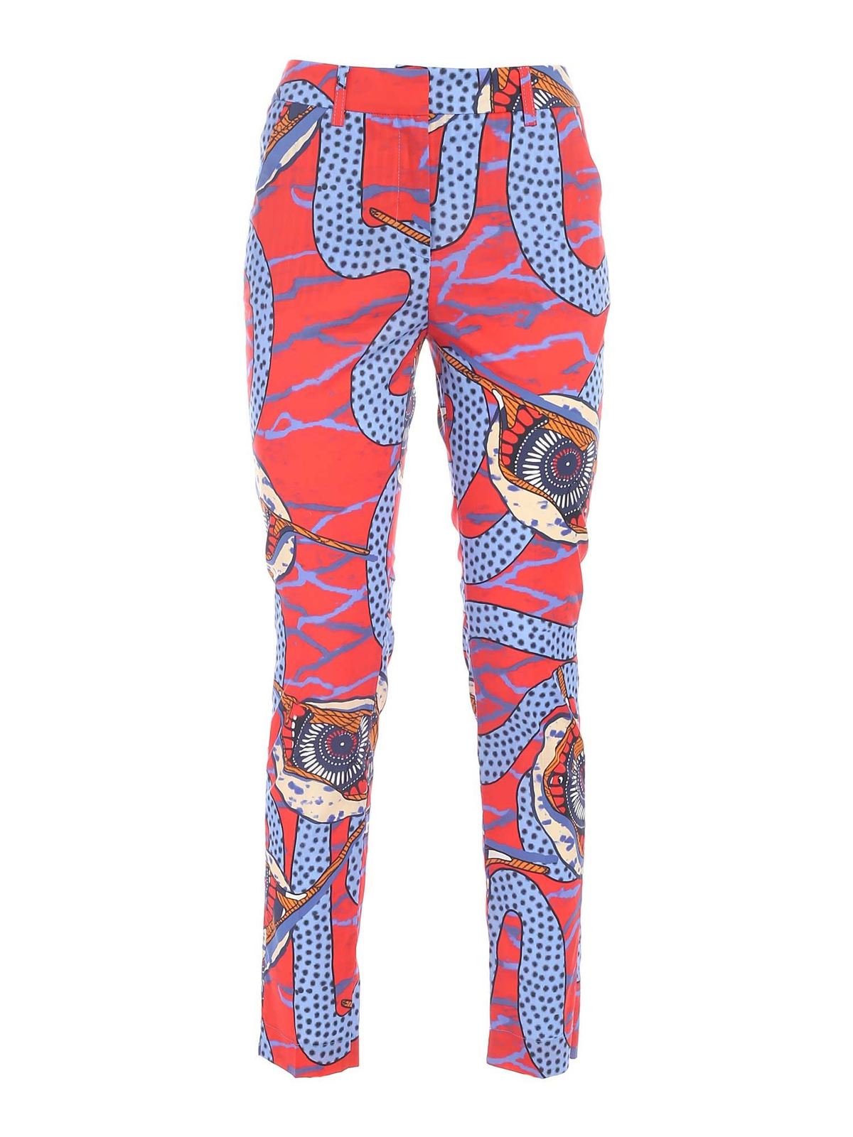 STELLA JEAN SNAKE PRINT PANTS IN RED AND LIGHT BLUE