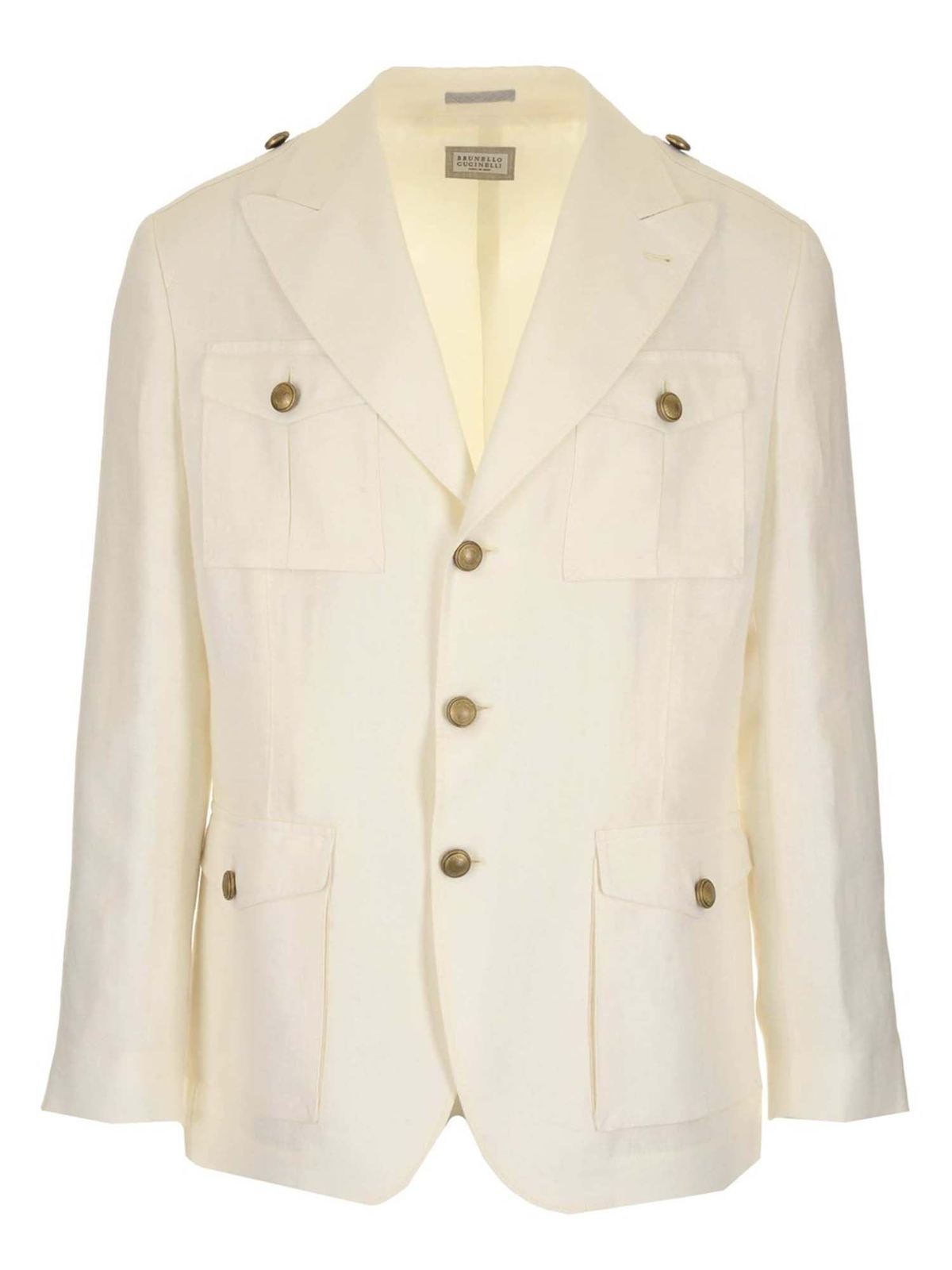 Brunello Cucinelli Single-breasted Jacket In White