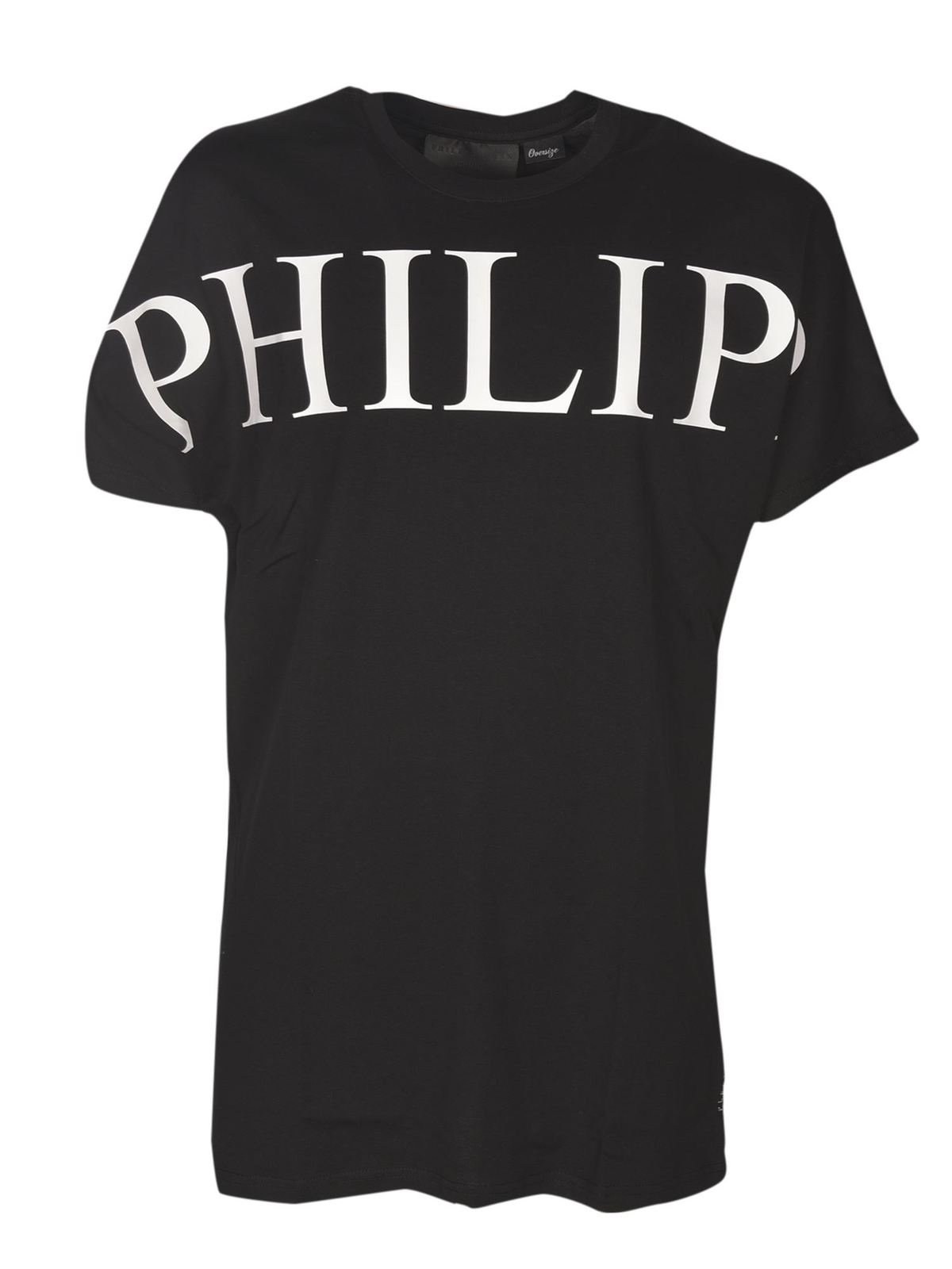PHILIPP PLEIN LOGO LETTERING T-SHIRT IN BLACK