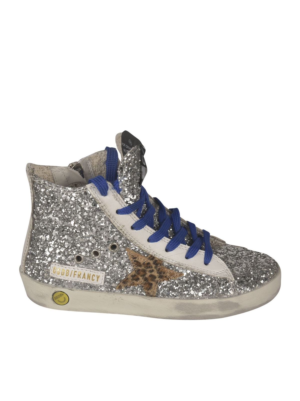 Golden Goose Kids' Glittered Francy Classic Sneakers In Silver