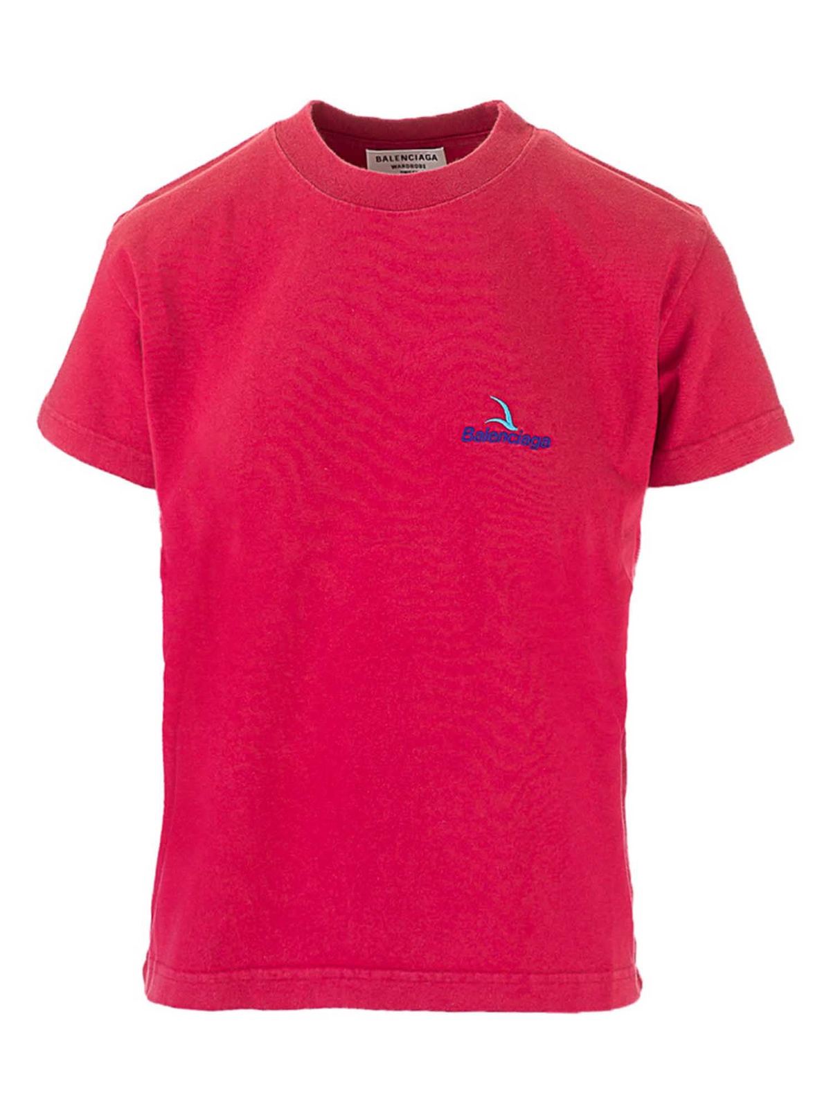 Balenciaga EMBROIDERED LOGO T-SHIRT IN RED