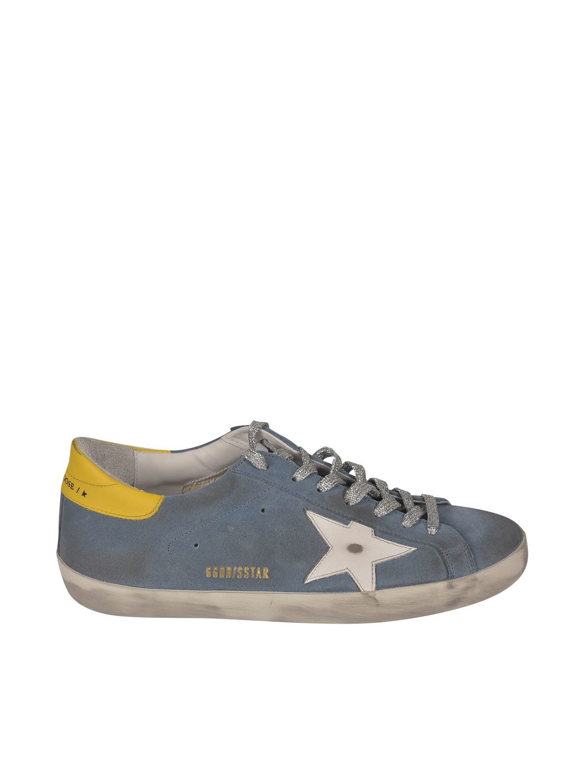 GOLDEN GOOSE SUPER STAR CLASSIC SNEAKERS IN BLUE AND YELLO