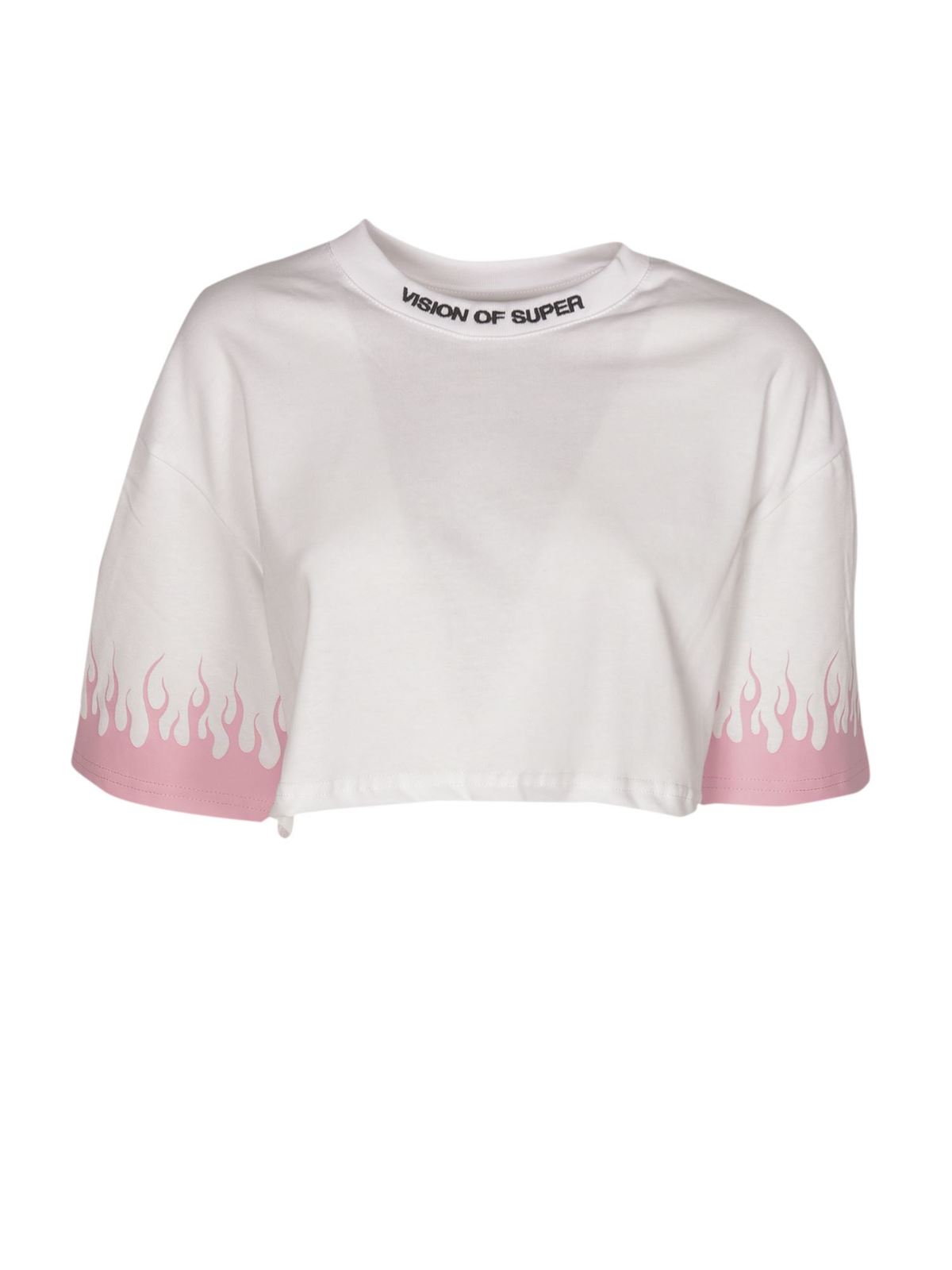 VISION OF SUPER PINK FLAMES T-SHIRT IN WHITE