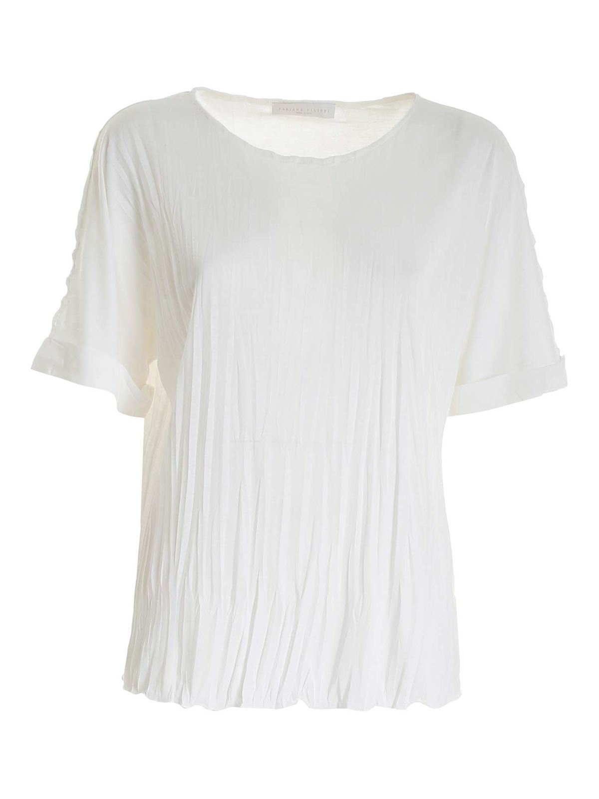 T-shirts Fabiana Filippi - Pleated T-shirt in white - JED271W146F231085