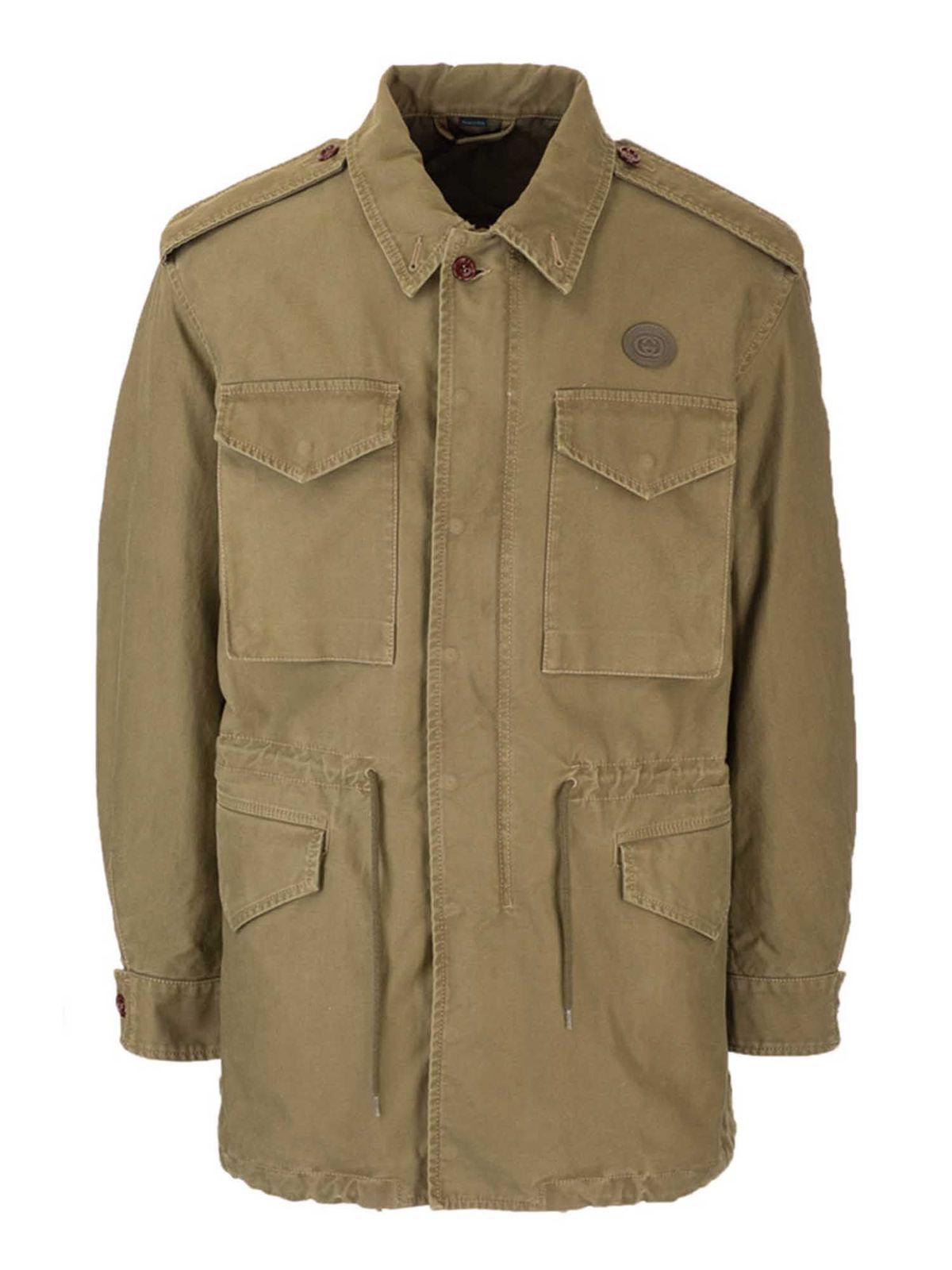 GUCCI DONALD DUCK FLASH CARGO JACKET IN OLIVE GREEN