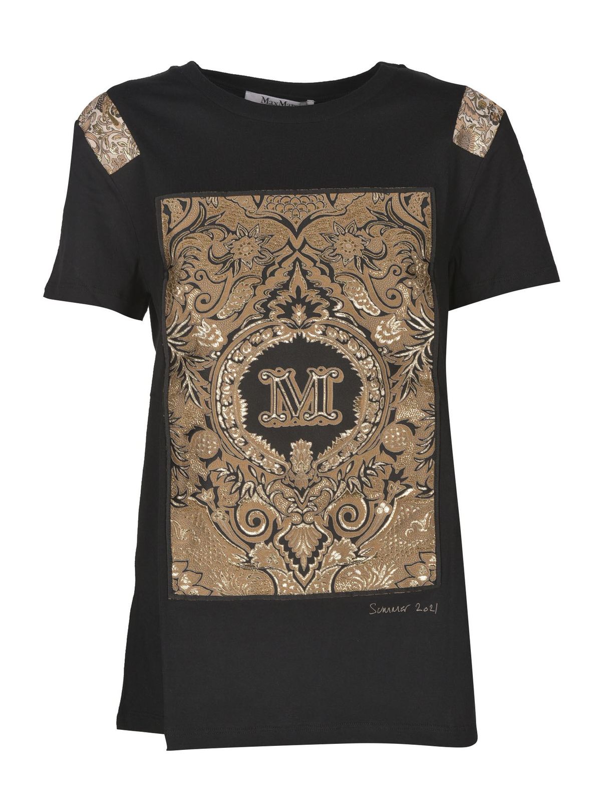 Max Mara Fine M-logo Jacquard And Cotton T-shirt In Black