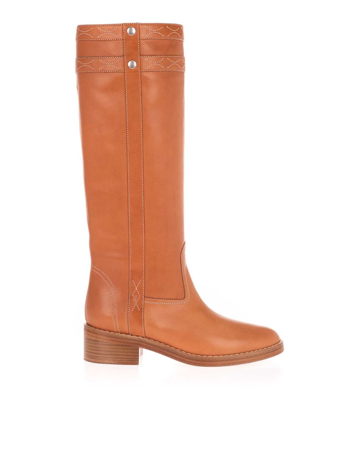Celine LEATHER BOOTS IN CAMEL COLOR