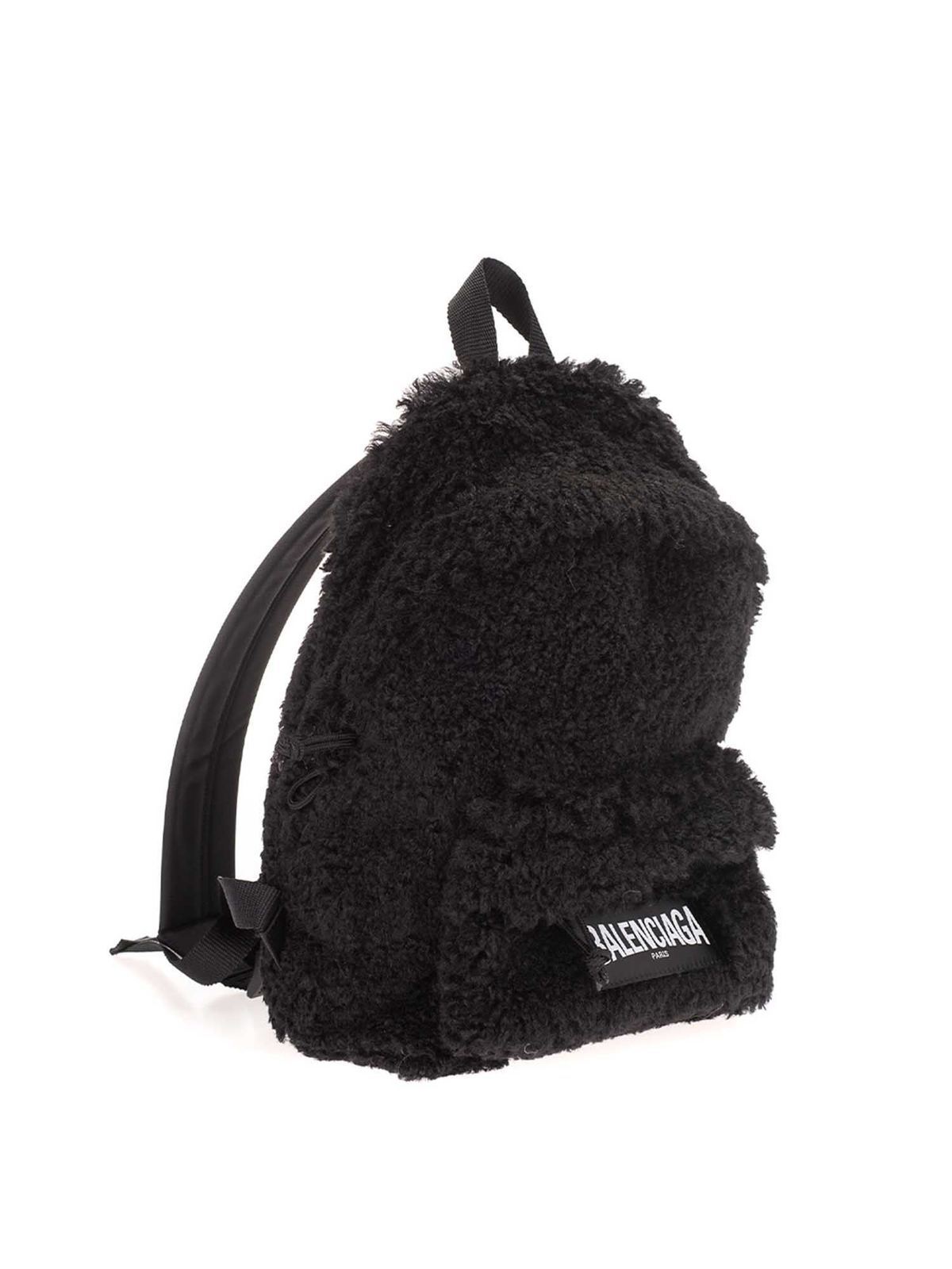 fluffy black backpack