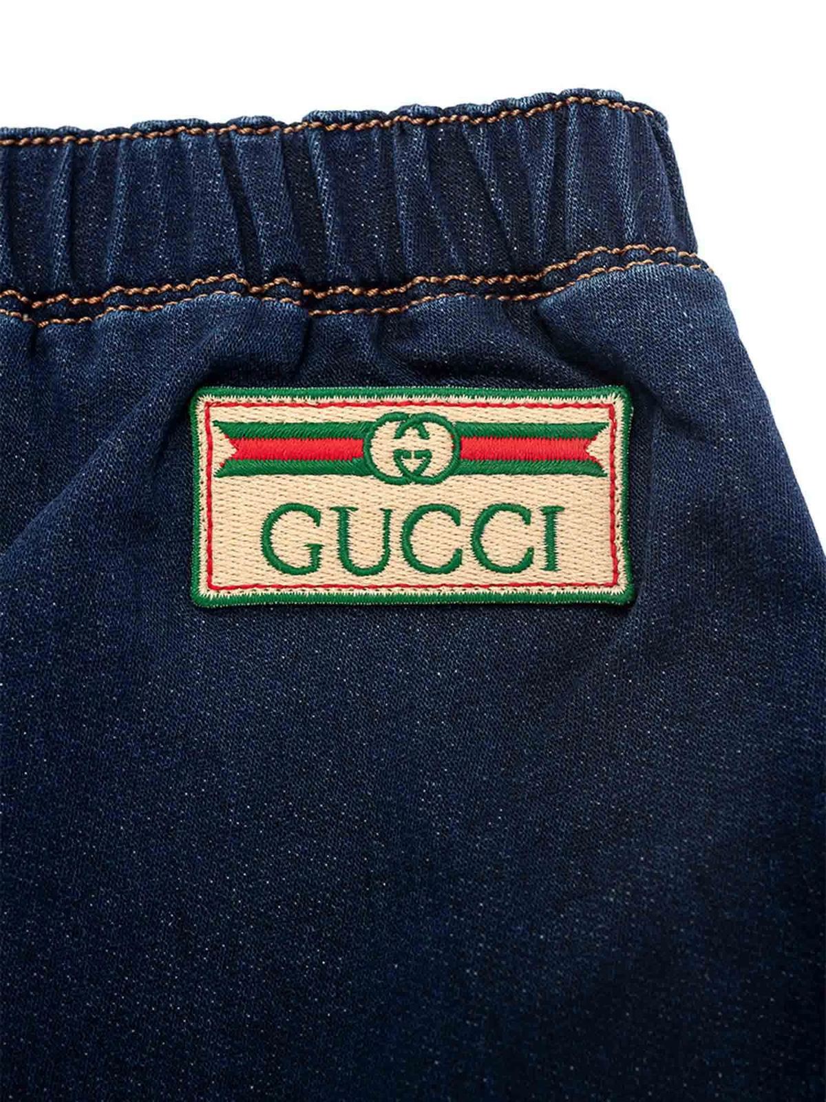 Logo denim shorts in blue Gucci Kids
