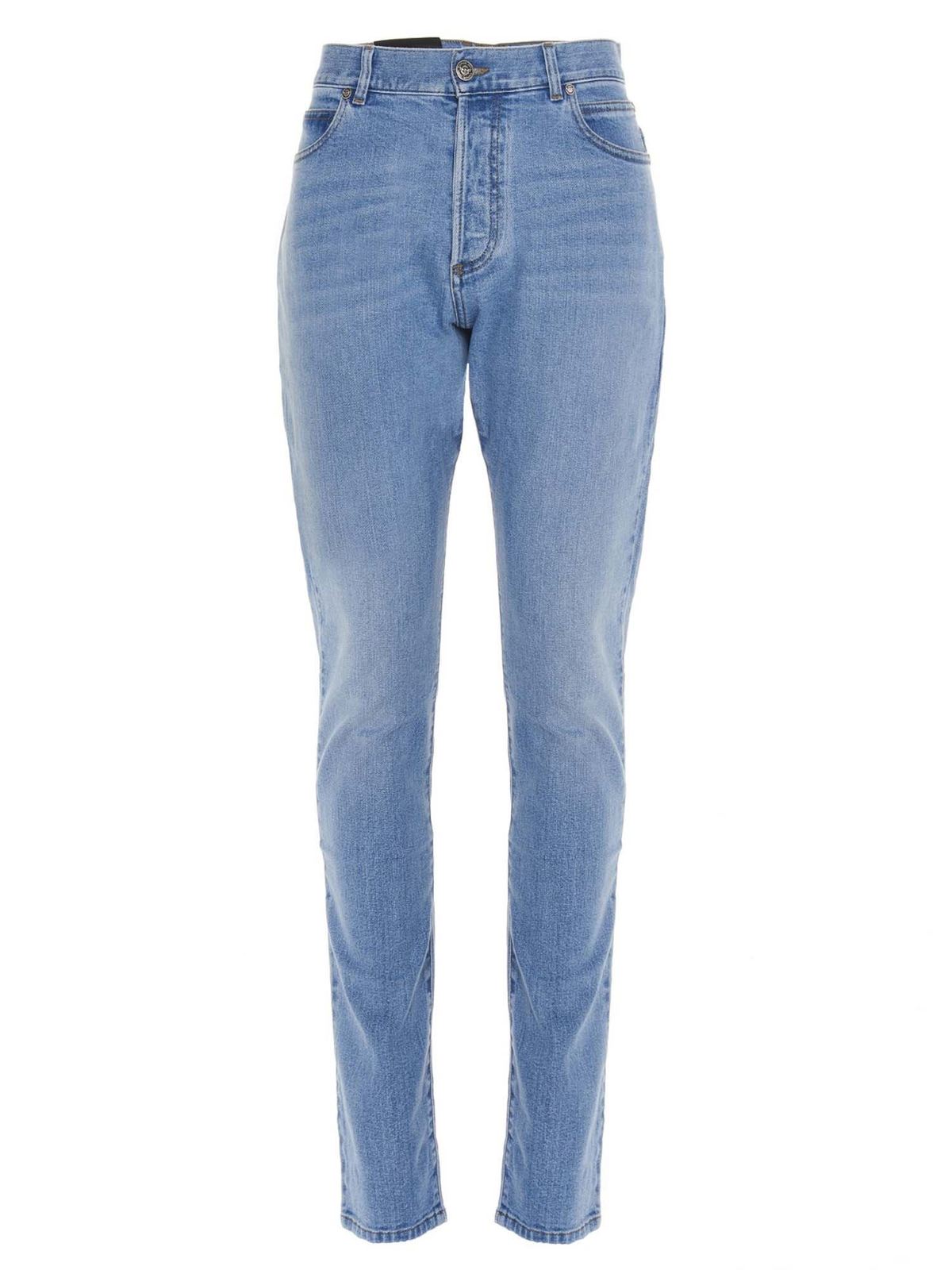 Balmain EMBROIDERED JEANS IN LIGHT BLU