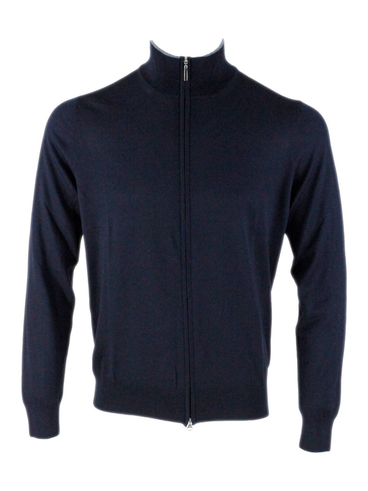 Cardigans Barba - Zipped cardigan in blue - 4554414795598 | iKRIX.com