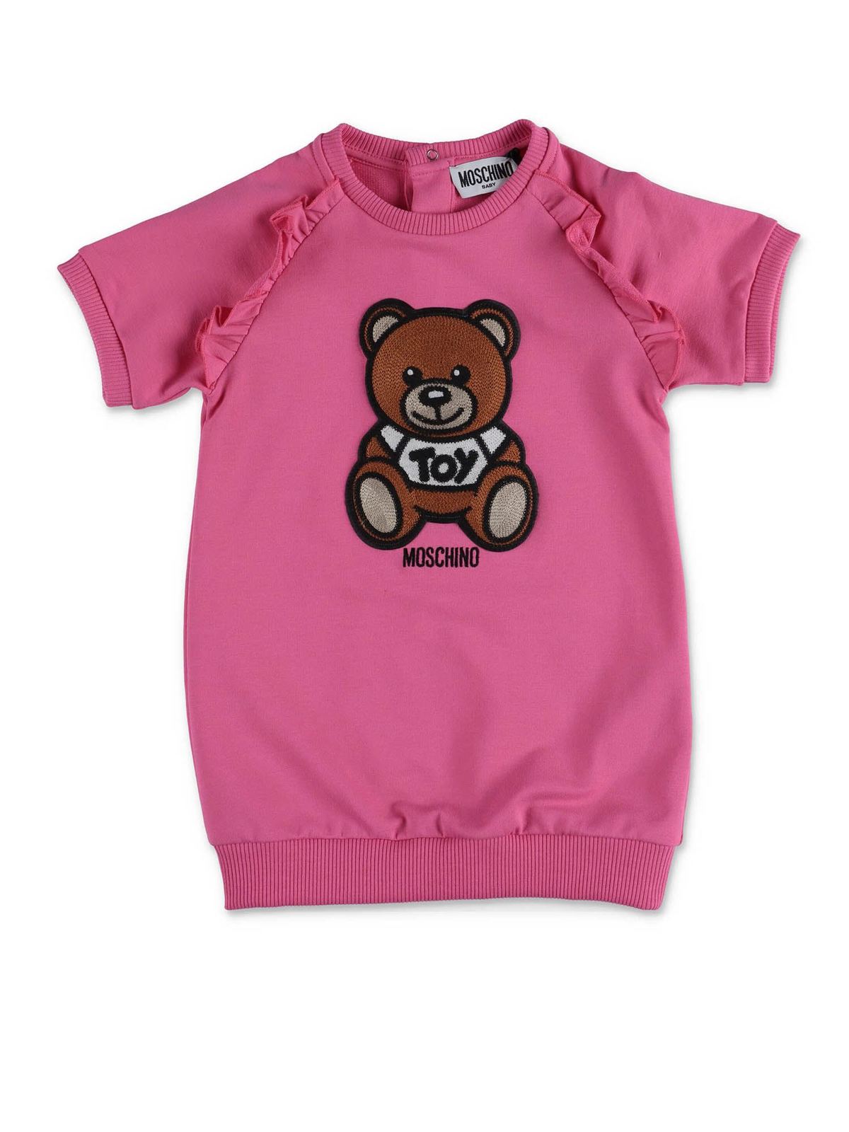 Moschino Kids' Teddy Bear Raglan Sleeves Dress In Fuchsia