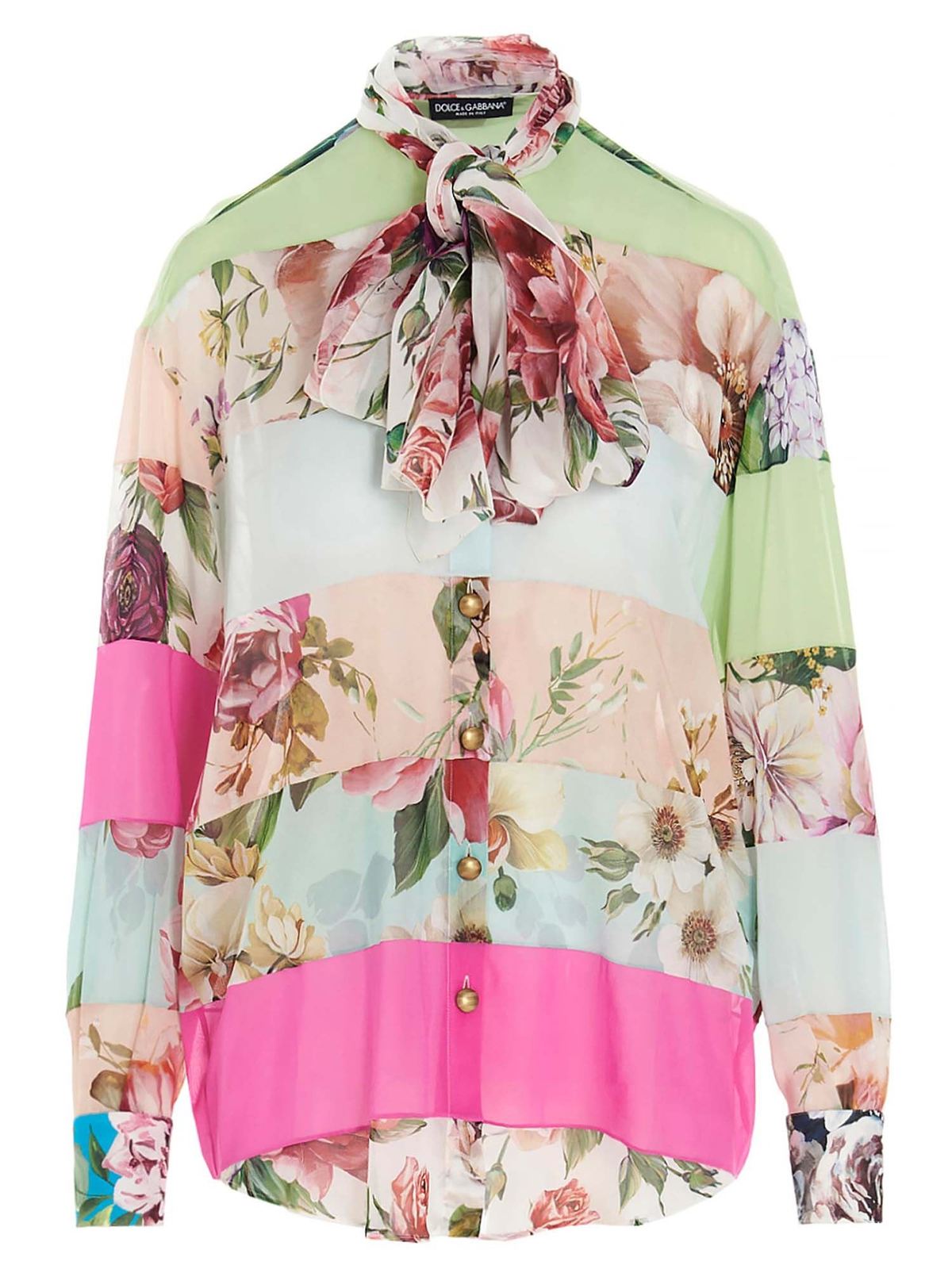 DOLCE & GABBANA FLORAL PATCHWORK SHIRT IN MULTICOLOR