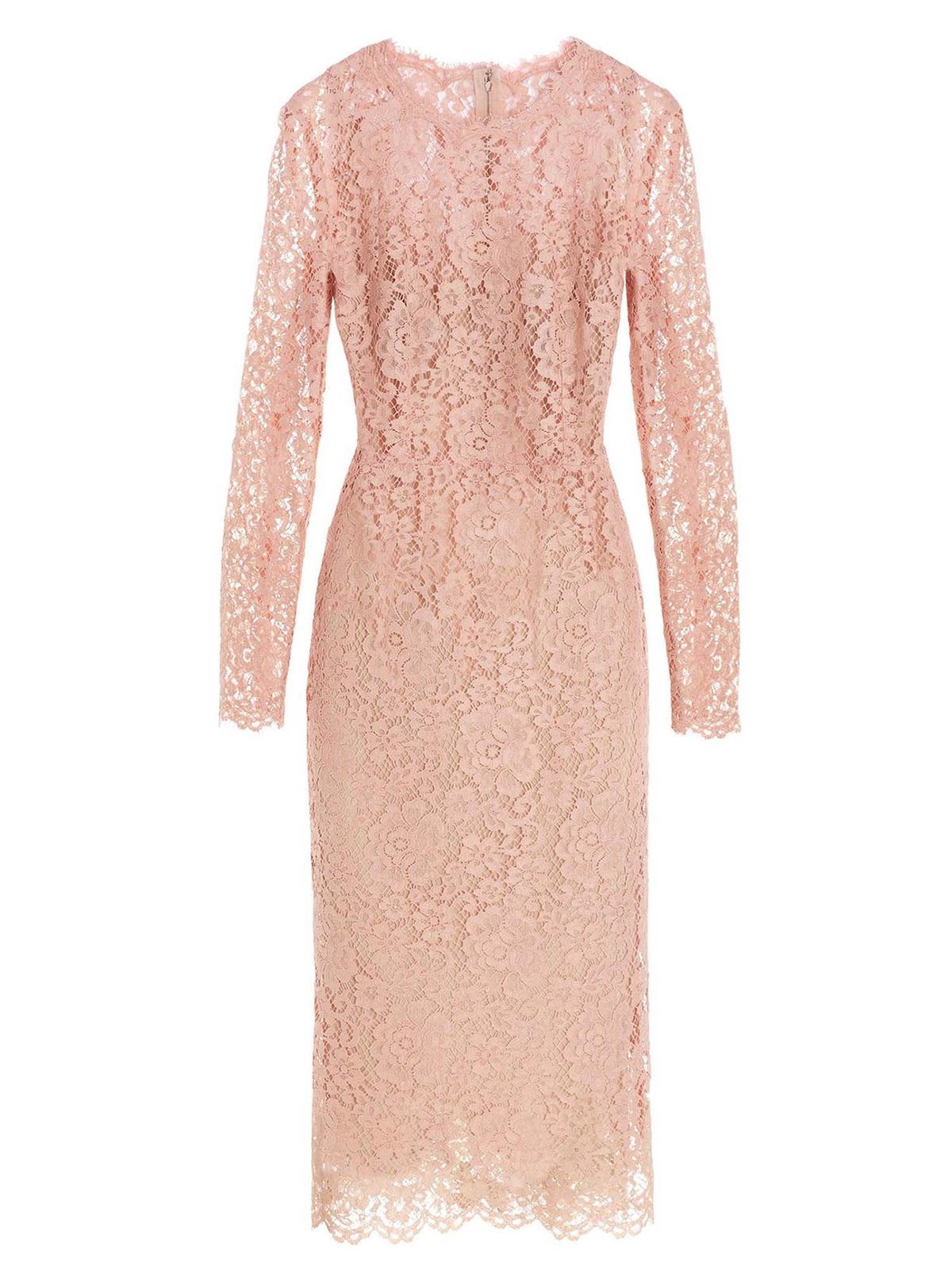 Knee length dresses Dolce & Gabbana - Lace dress in pink - F6M0DTHLM0MF0210