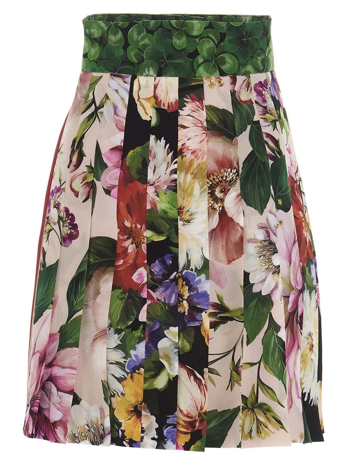 DOLCE & GABBANA PATCHWORK PLEATED SKIRT IN MULTICOLOR