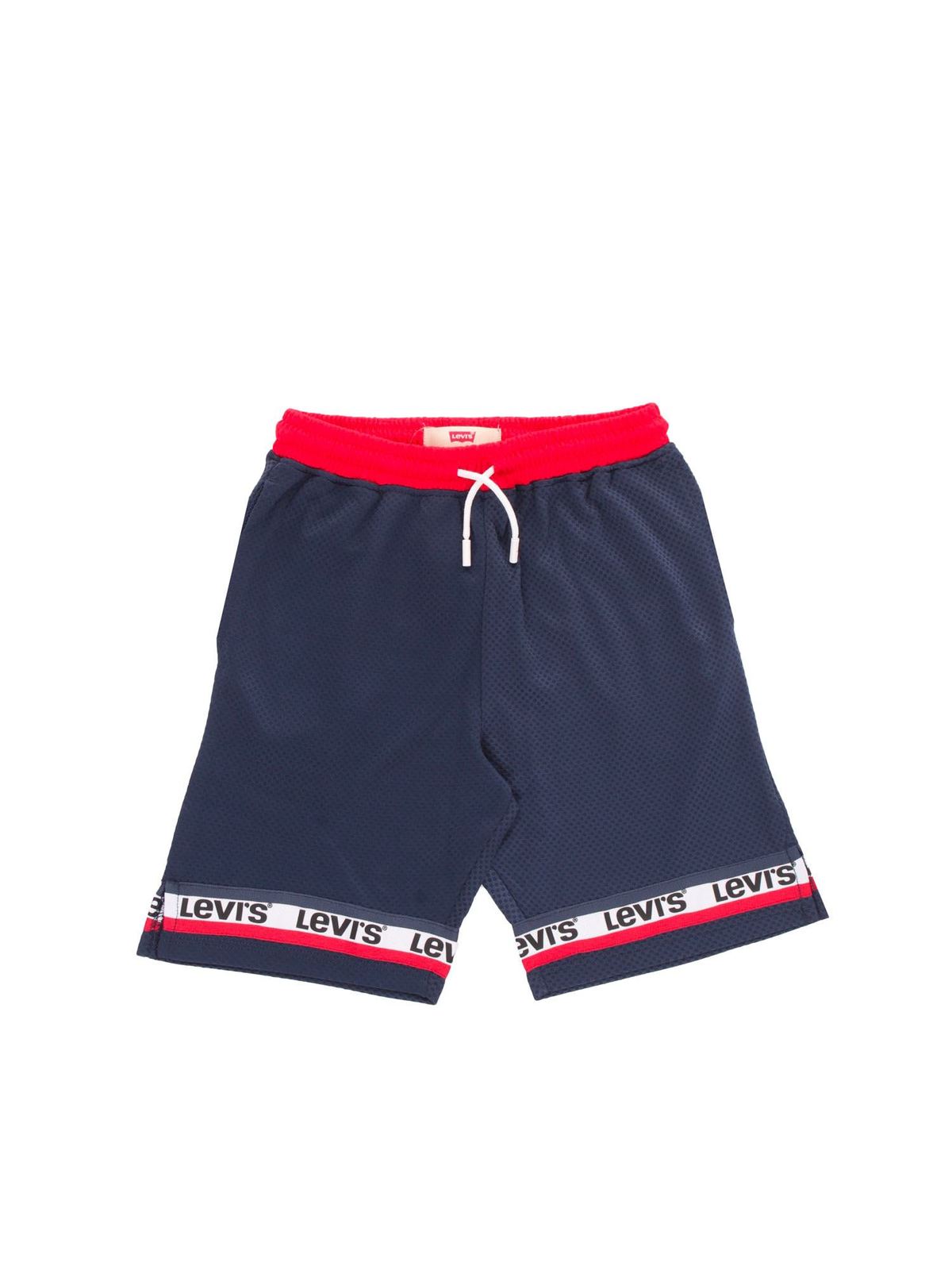 LEVI'S BRANDED BERMUDA SHORTS IN BLUE AND RED