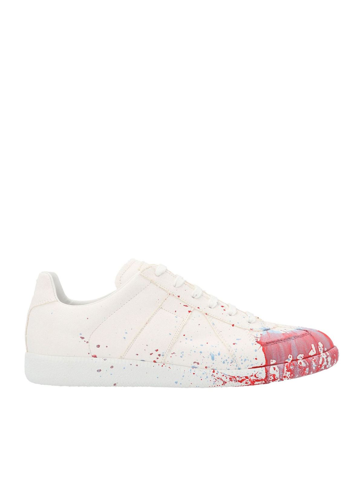 Maison Margiela Replica Paint Drop Sneakers In White And Red