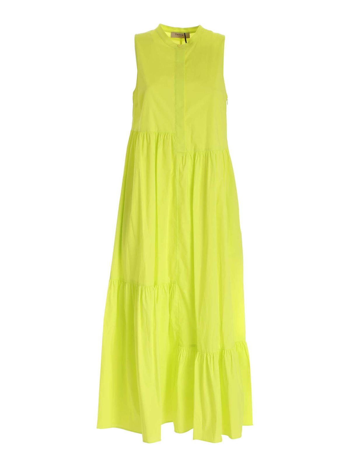 TWINSET CREWNECK DRESS IN LIME GREEN