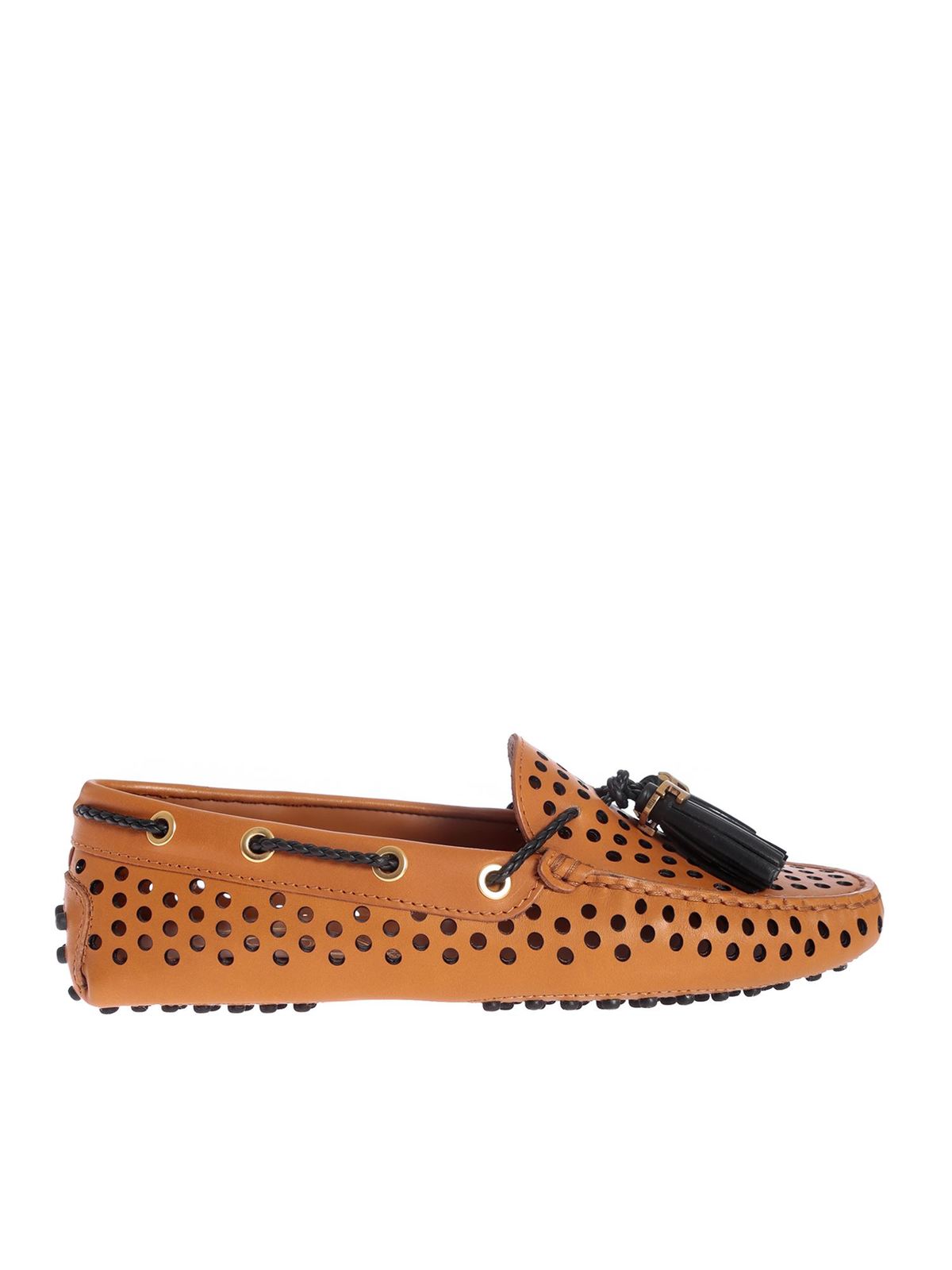 TOD'S DRILLED LOAFERS IN BROWN