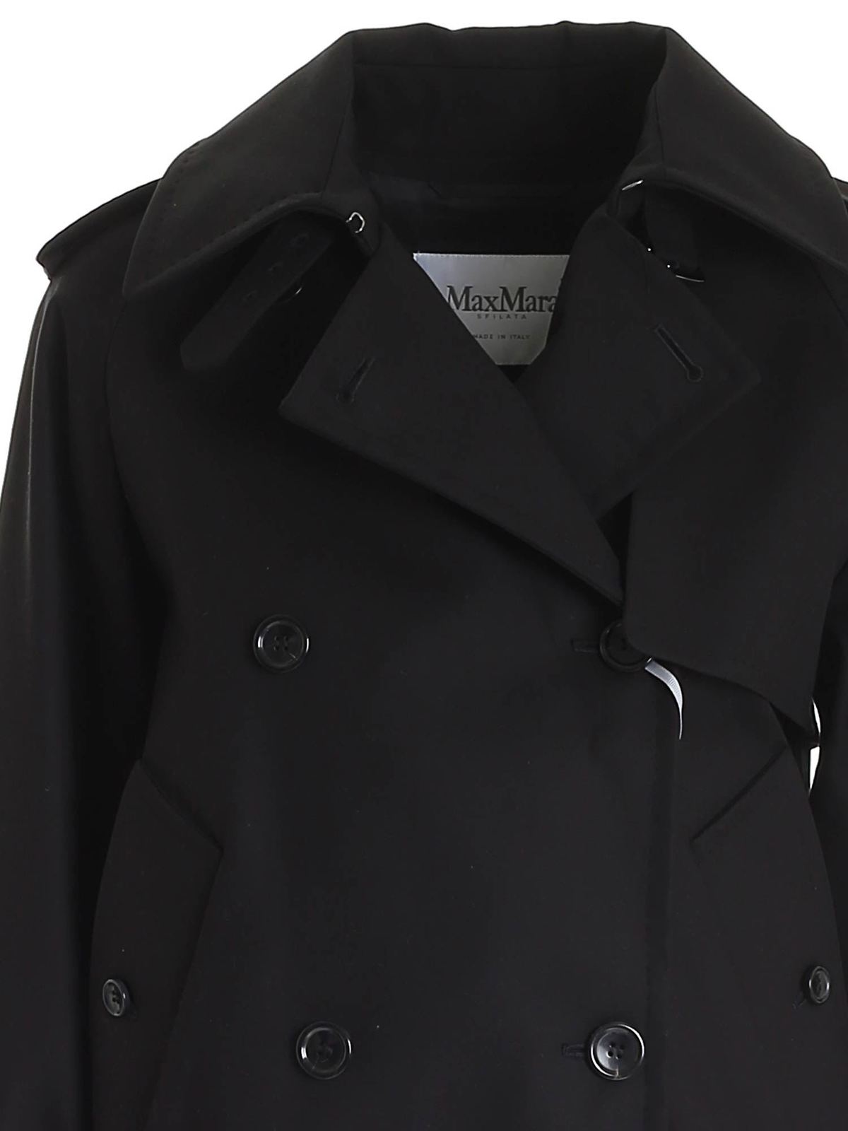 Max Mara - Fabian raincoat in black - trench coats - 10211218000003