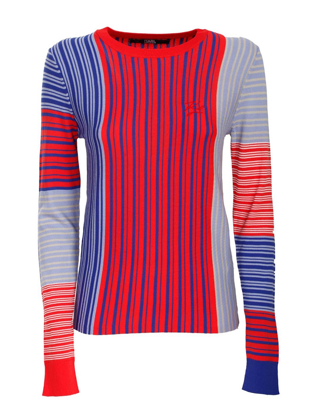 KARL LAGERFELD COLORBLOCK SWEATER IN RED AND BLUE