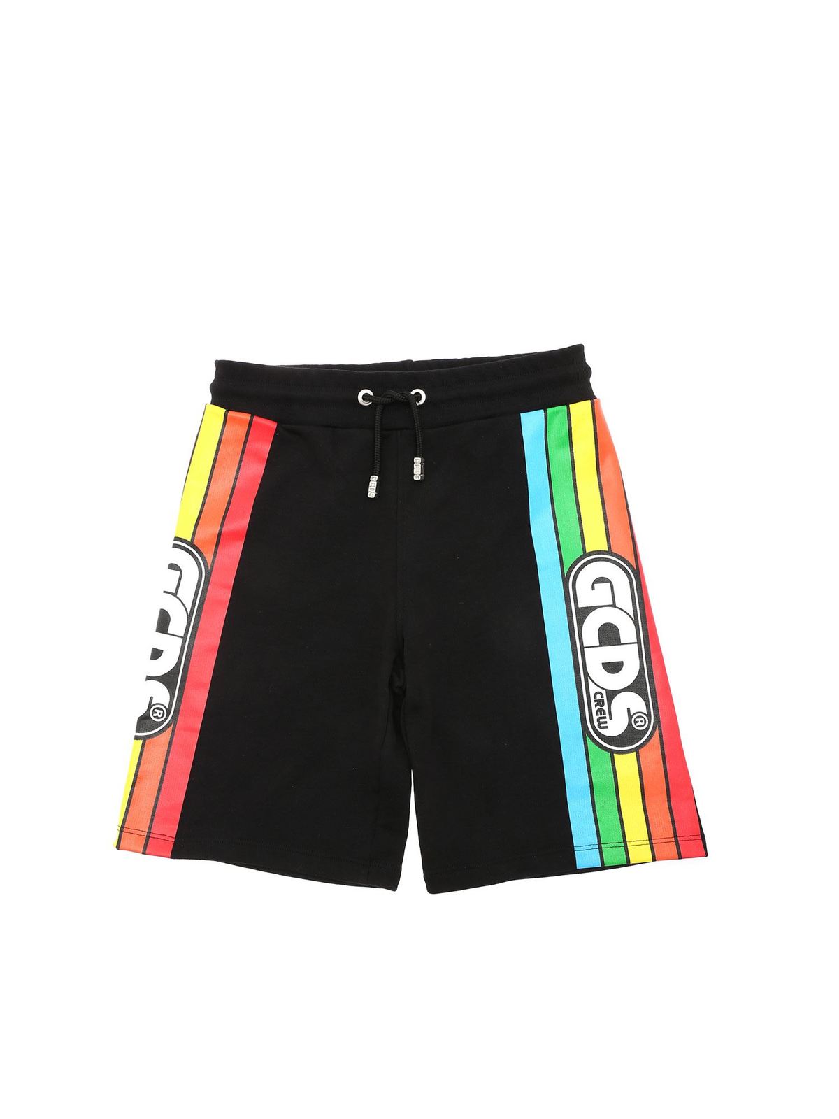 Gcds Logo Stripe-detail Track Shorts In Black