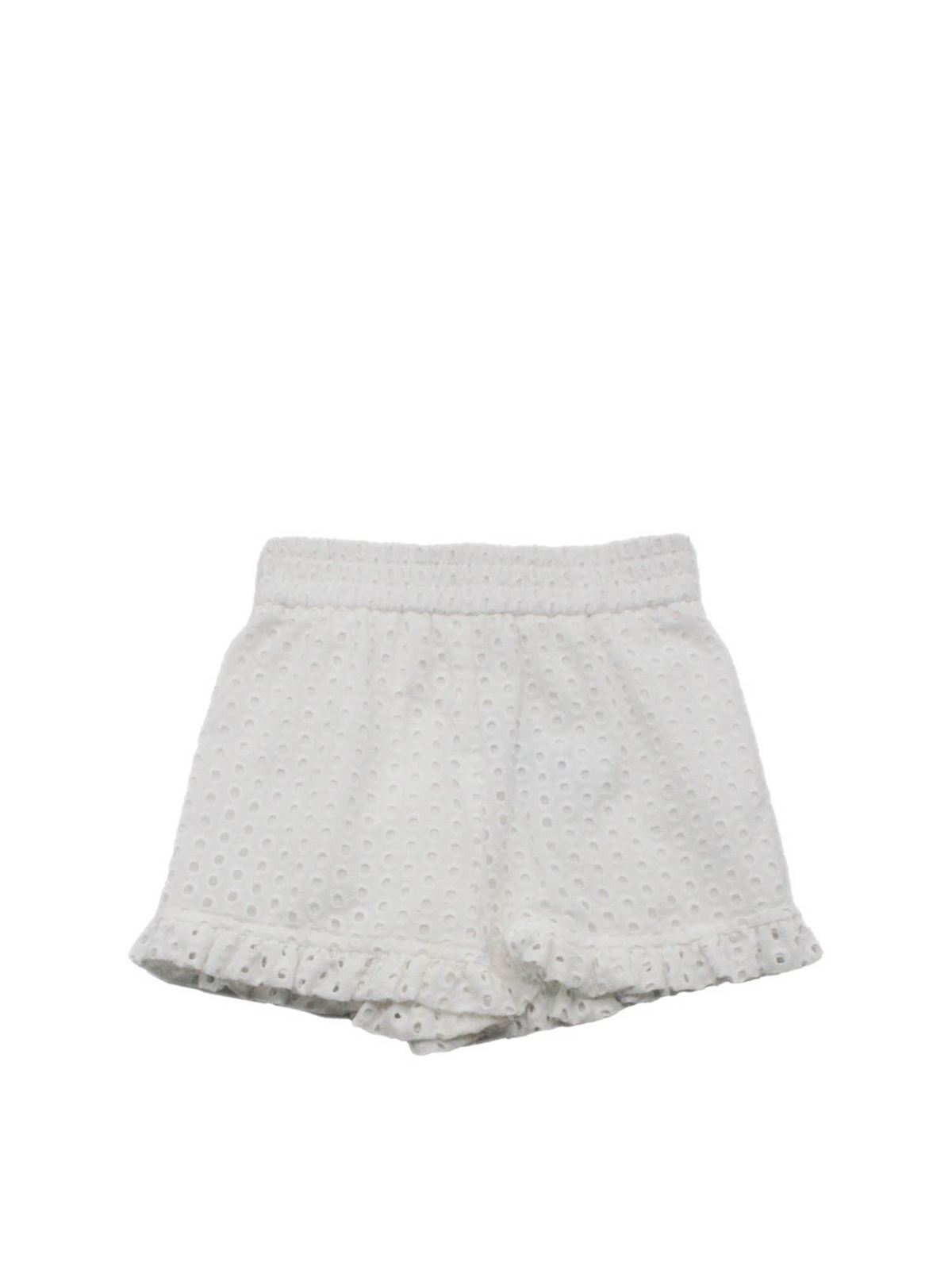 MONNALISA PERFORATED SHORTS IN WHITE