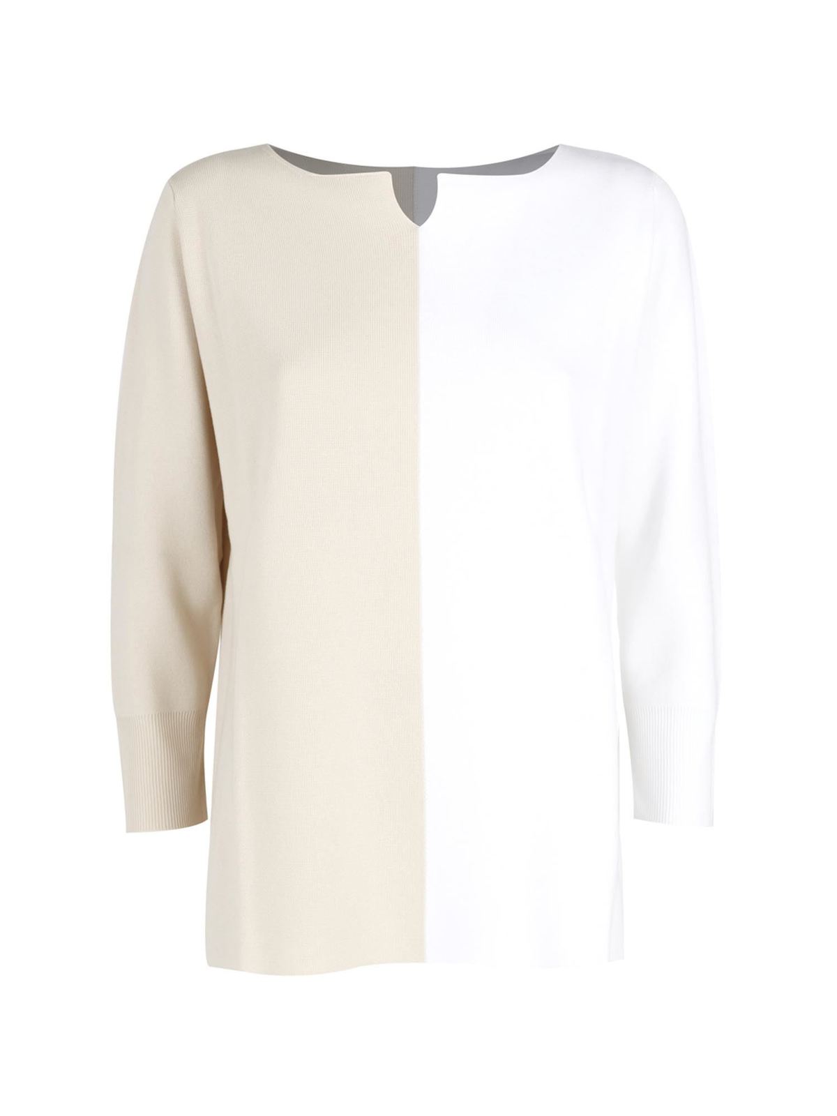 LE TRICOT PERUGIA colour BLOCK jumper IN WHITE AND BEIGE