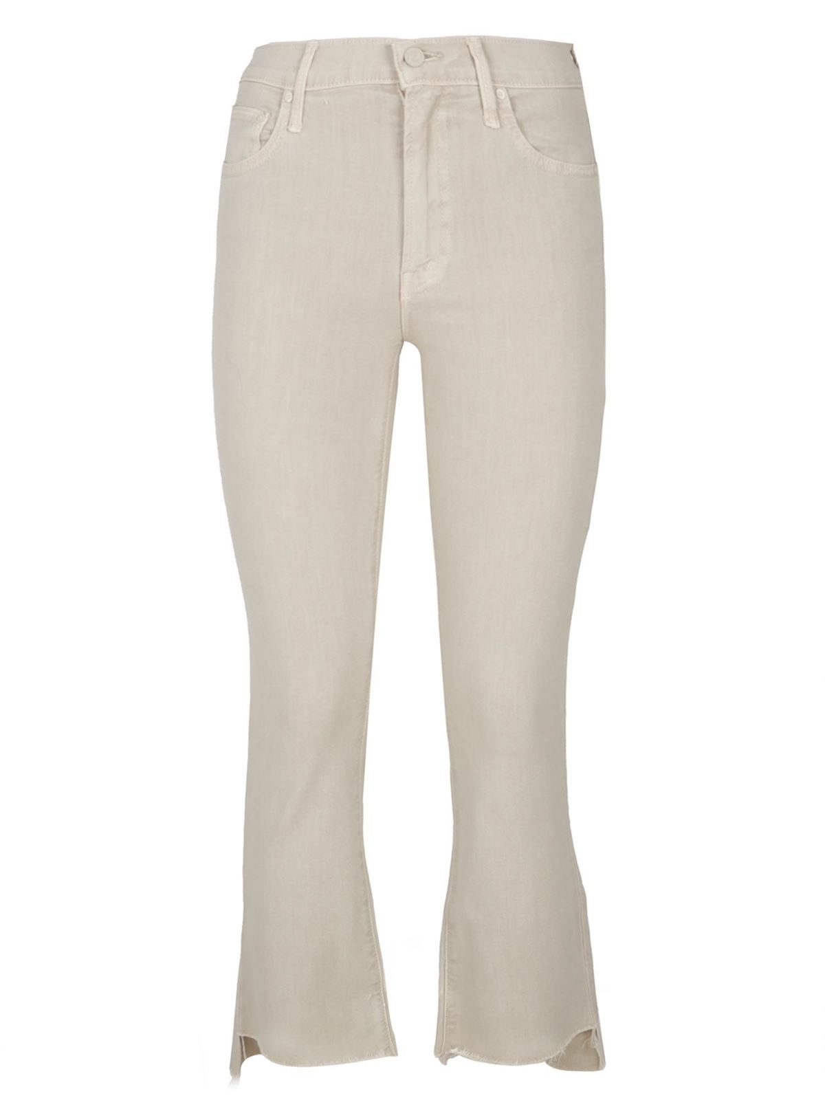 Mother The Hustler High Waist Fray Hem Ankle Bootcut Jeans In White