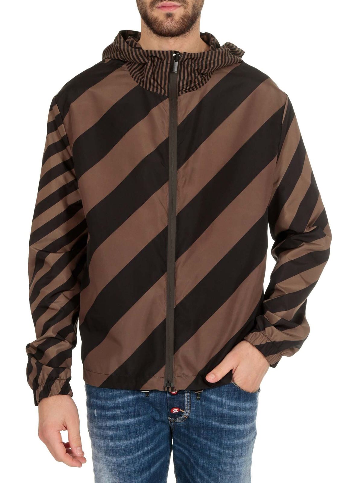 Casual jackets Fendi - Reversible windbreaker in brown 