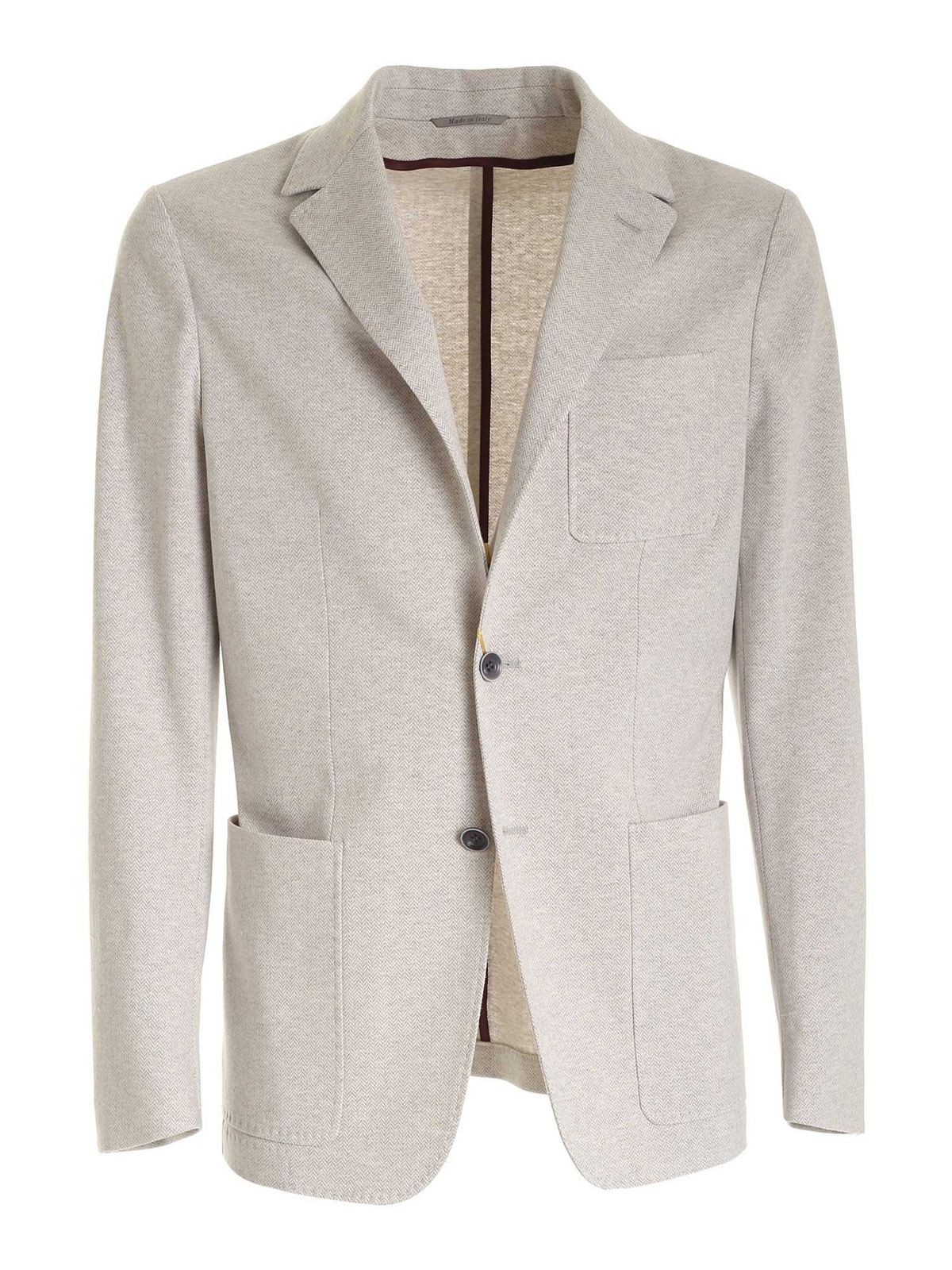 CANALI SINGLE-BREASTED JACKET IN GREY AND BEIGE