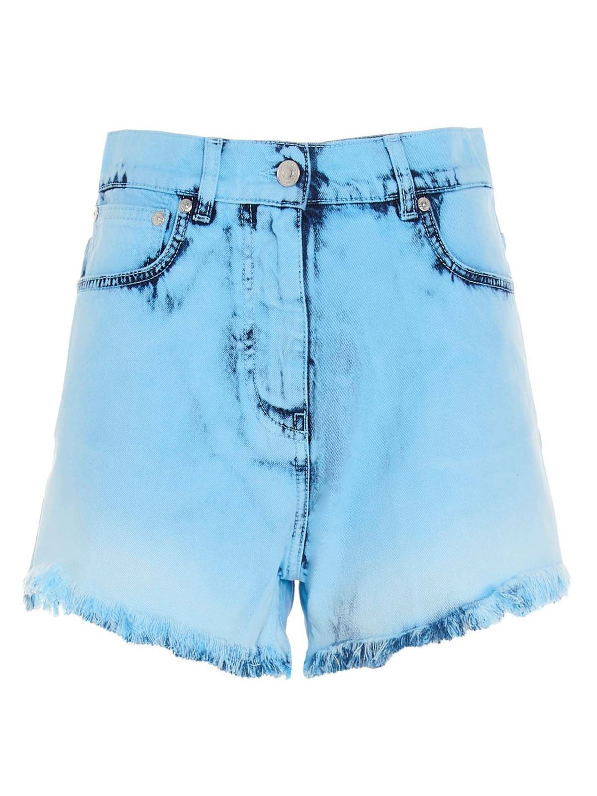 MSGM FADED DENIM SHORTS IN BLUE