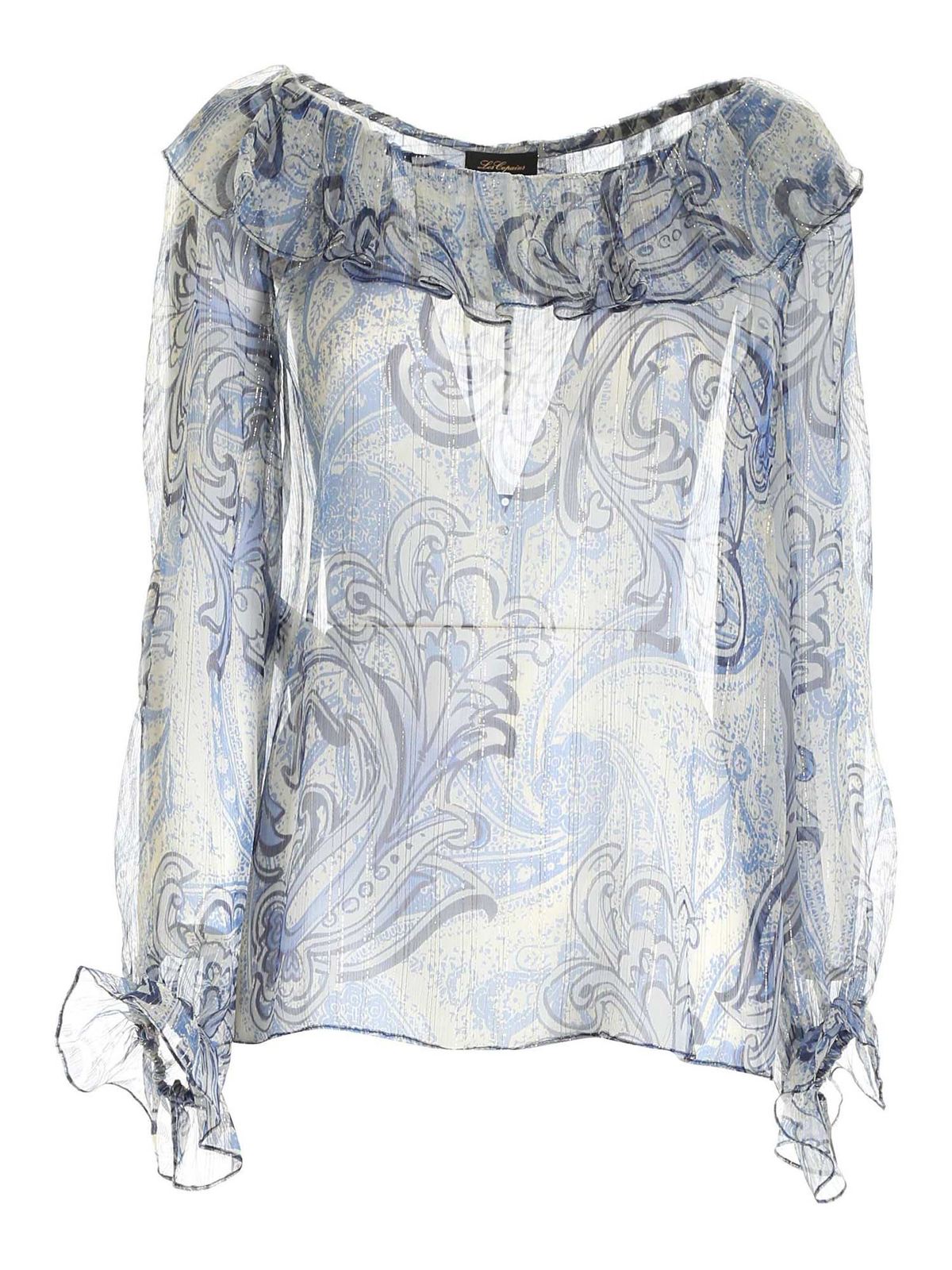 Les Copains Lame Blouse In Shades Of Blue