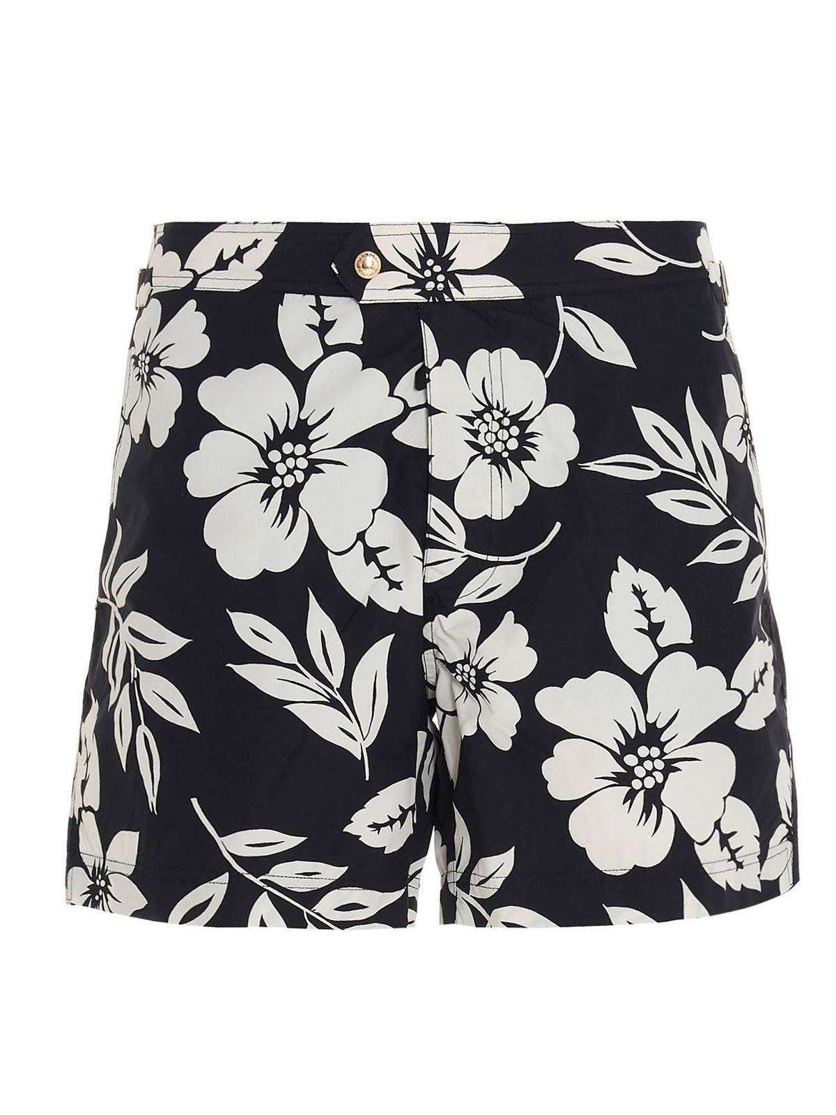 Swim shorts & swimming trunks Tom Ford - Floral print swim trunks in black  - BW655TFB450101