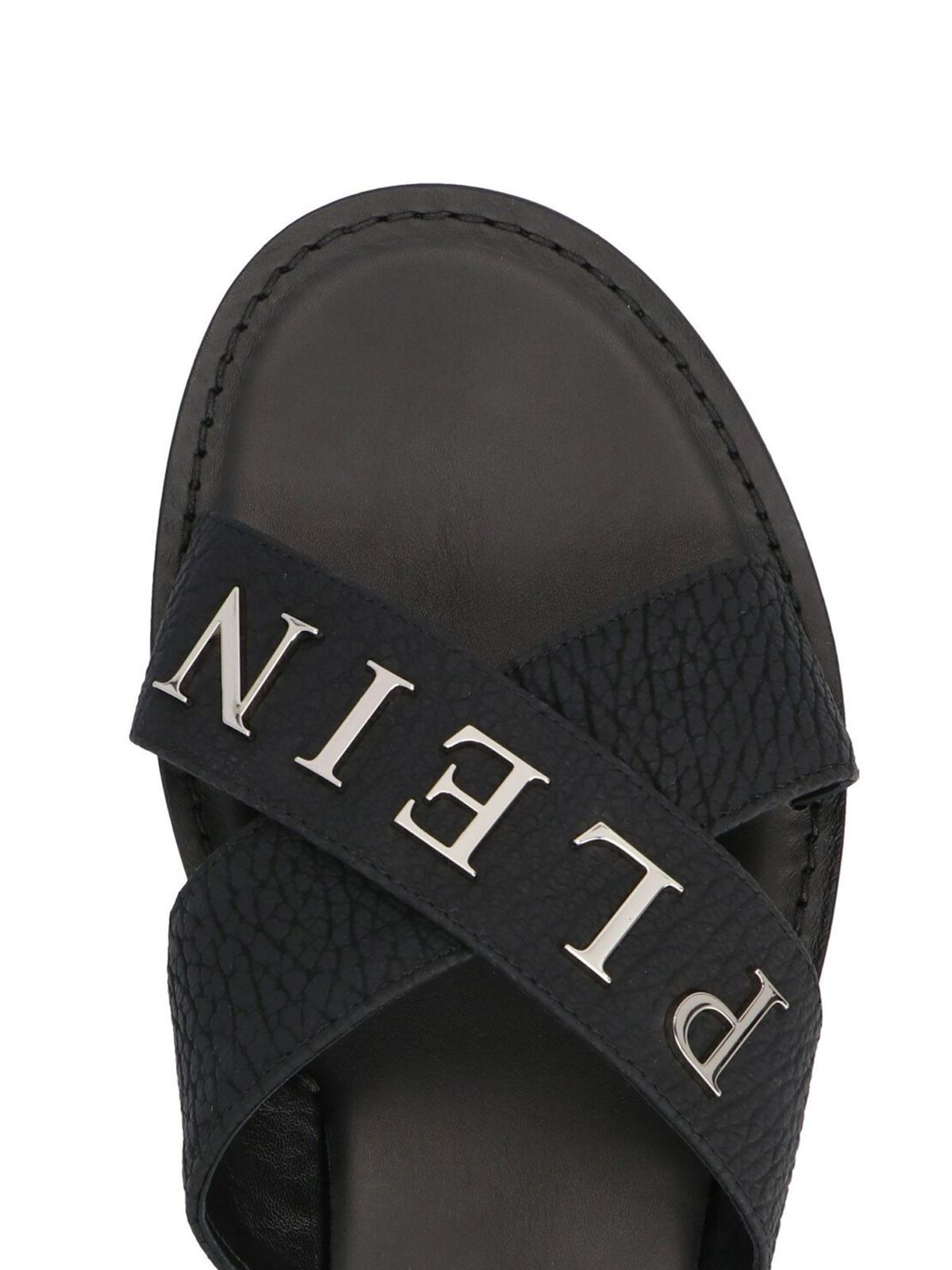 Net brittle Grape Sandals Philipp Plein - Iconic Plein sandals in black - PAASMSA0151PLE010N02