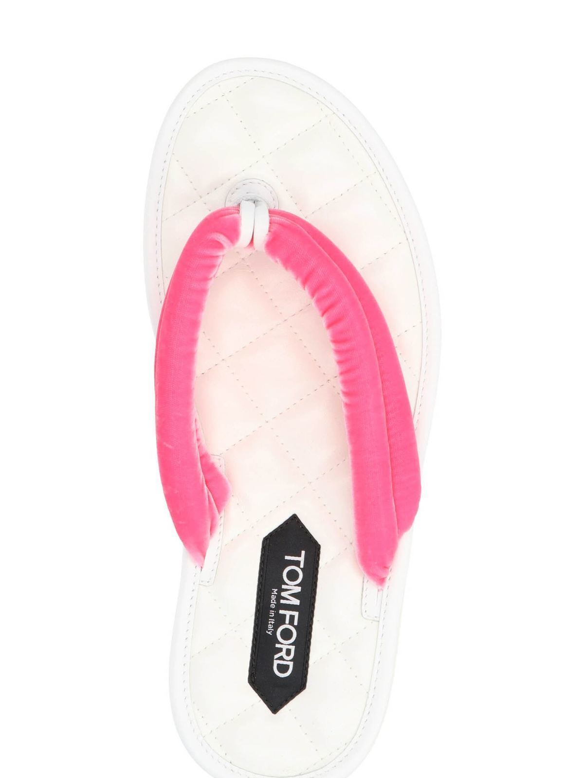 Sandals Tom Ford - Velvet thong sandals in white - W2921NTVE011C3104