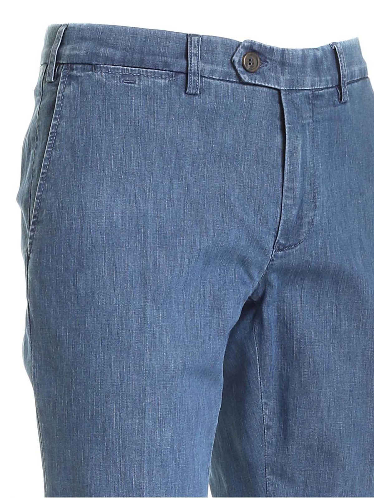 Straight leg jeans Canali - Slash side pockets jeans in blue ...