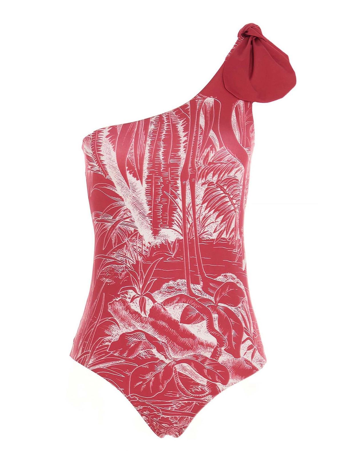 RED VALENTINO ONE-PIECE PRINTED SWIMSUIT IN FUCHSIA