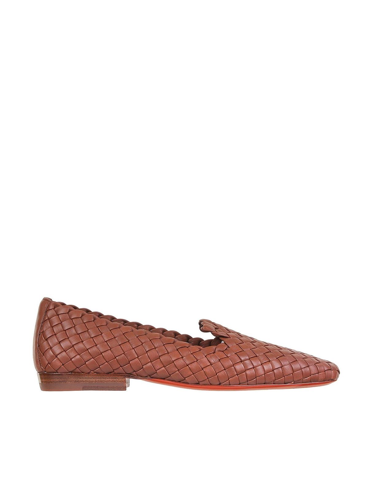 SANTONI WOVEN LOAFERS IN BROWN