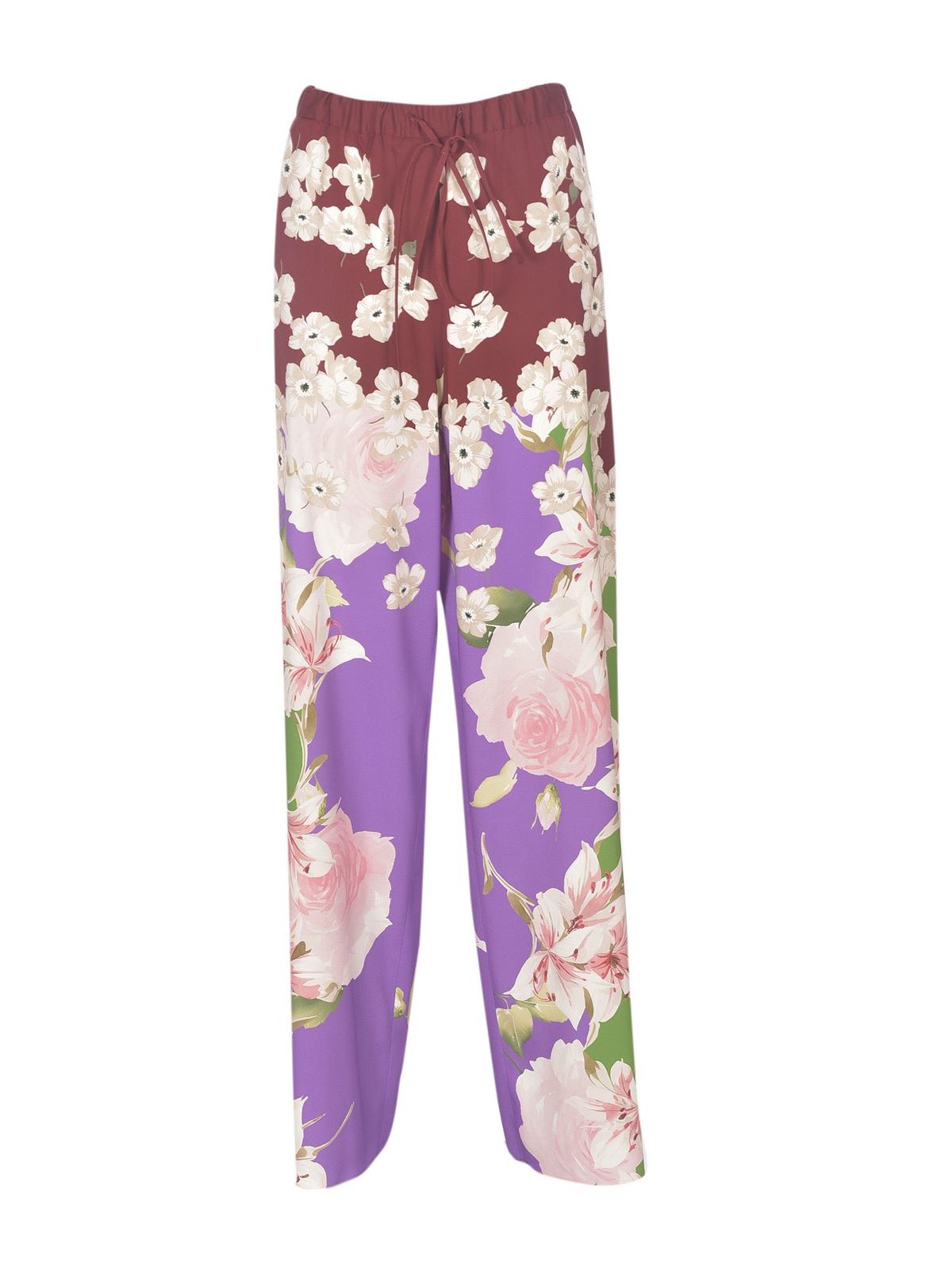 Valentino Floral Print Pants In Purple In Purple