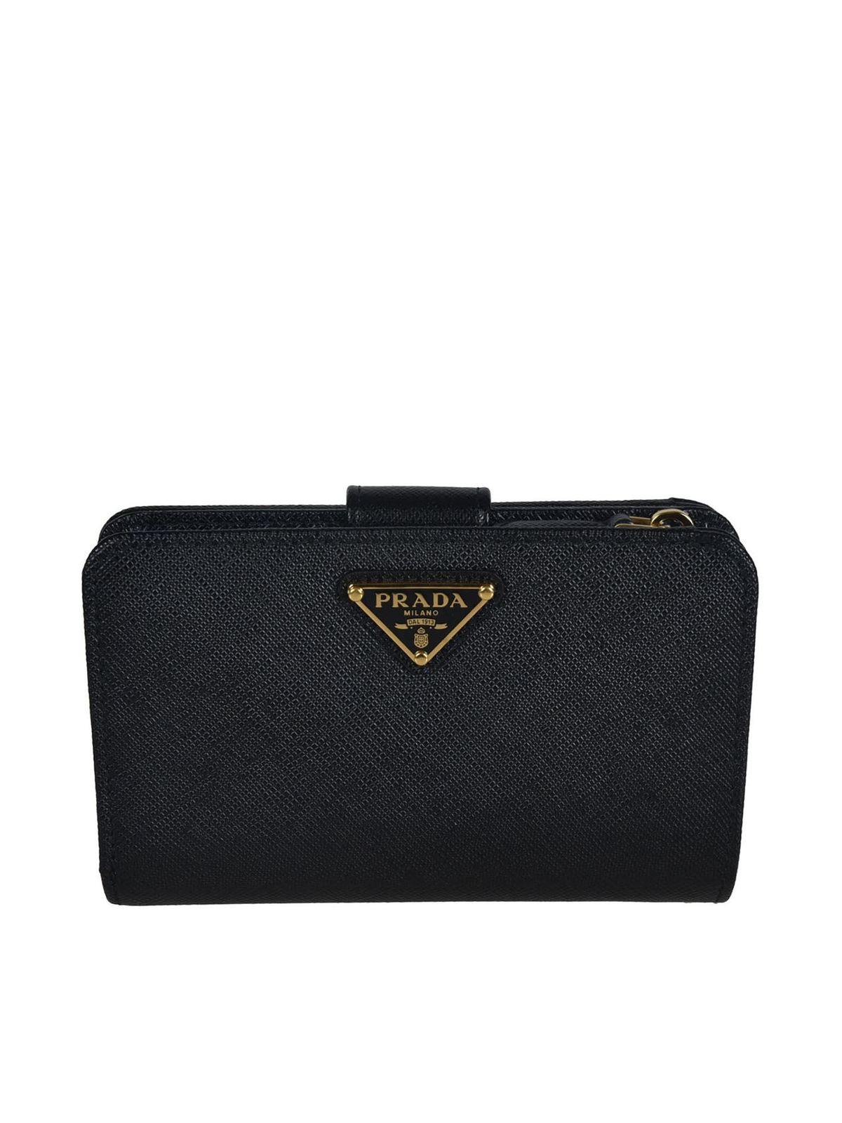 Wallets & purses Prada - Saffiano double compartment wallet in black ...