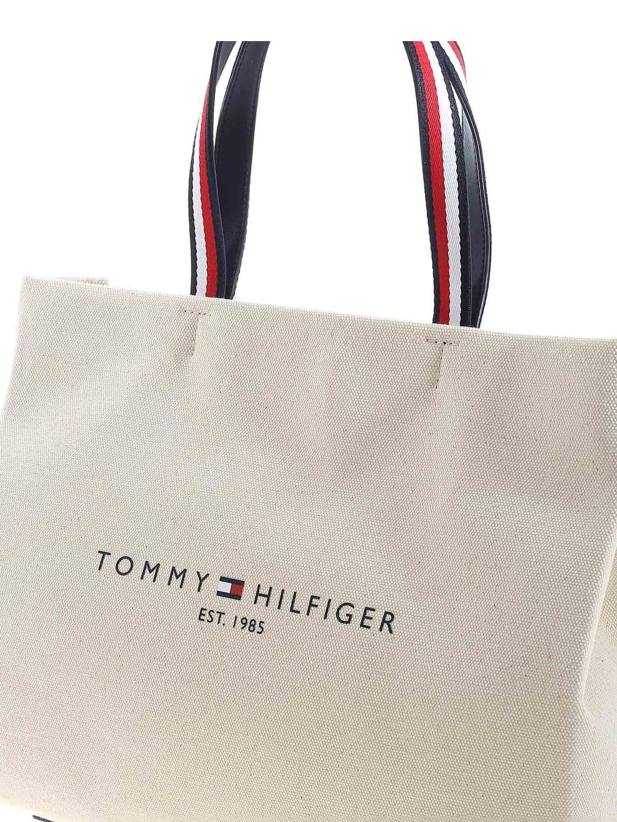 Peep fattigdom Wrap Totes bags Tommy Hilfiger - Logo shopping bag in beige - AW0AW09708ACK