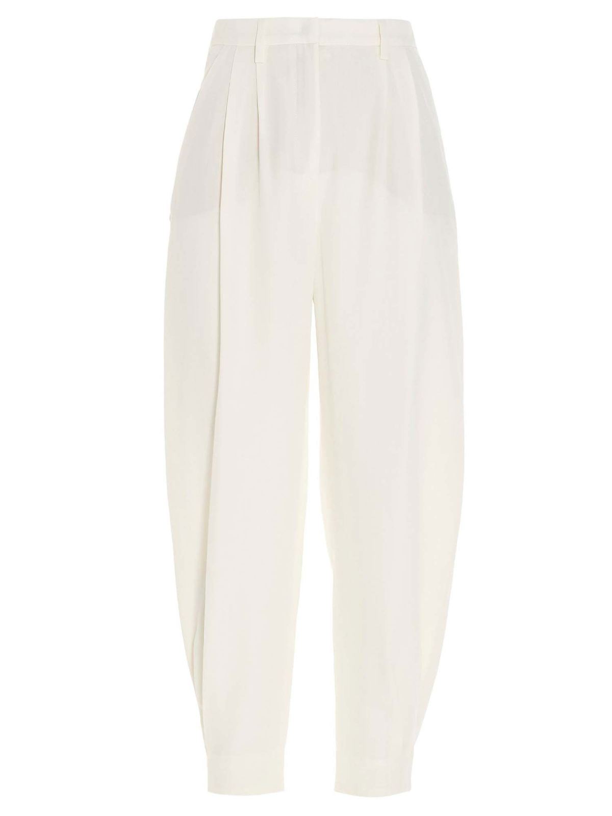 white slouchy trousers